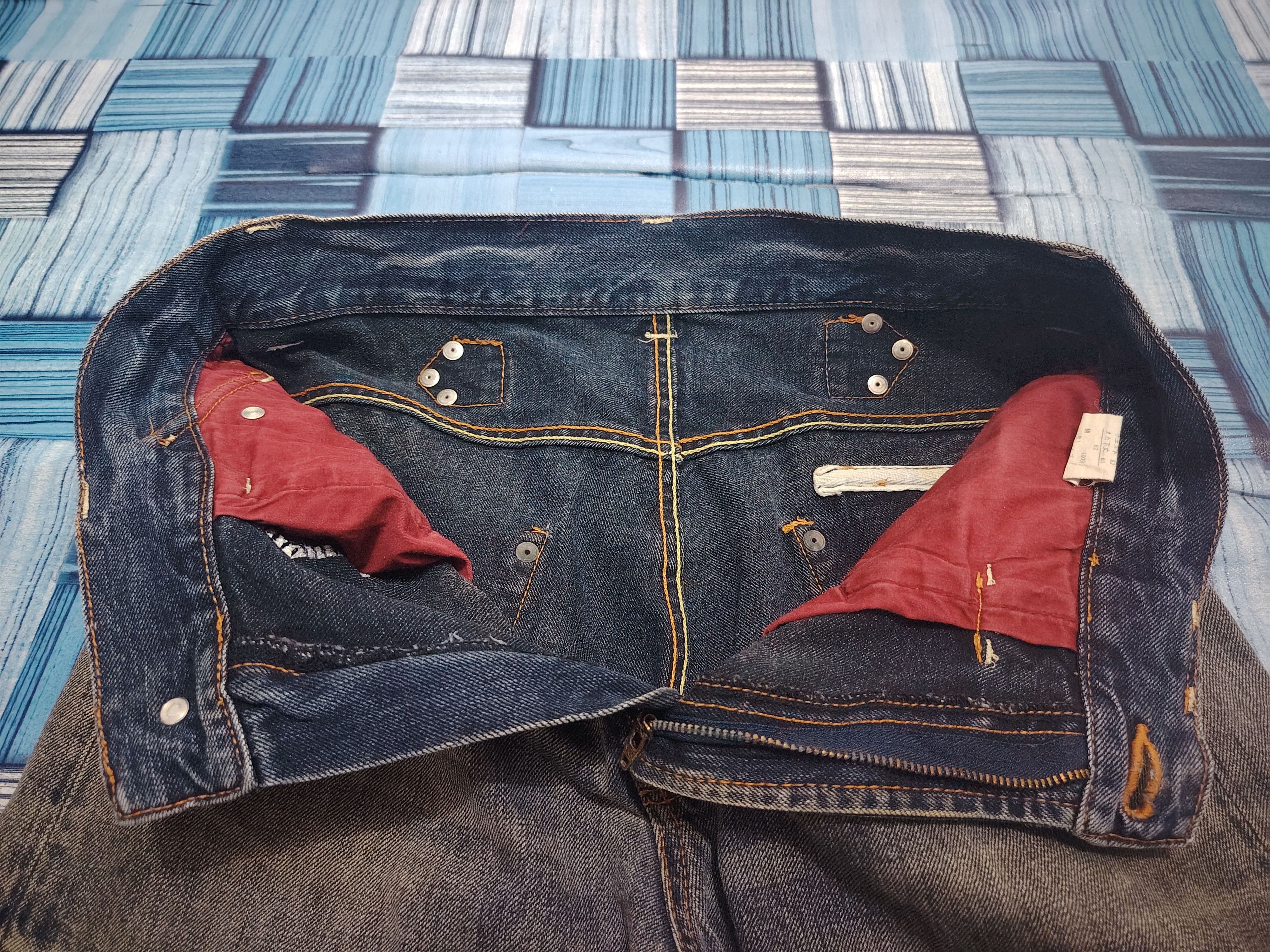 Tornado Mart Japanese Oririn Buckle Back Flared Jeans Distressed Denim Size US 31 - 12 Thumbnail