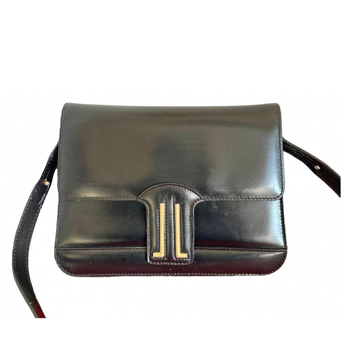 Lanvin Vintage Lanvin black leather shoulder bag with logo motif Size ONE SIZE - 1 Thumbnail