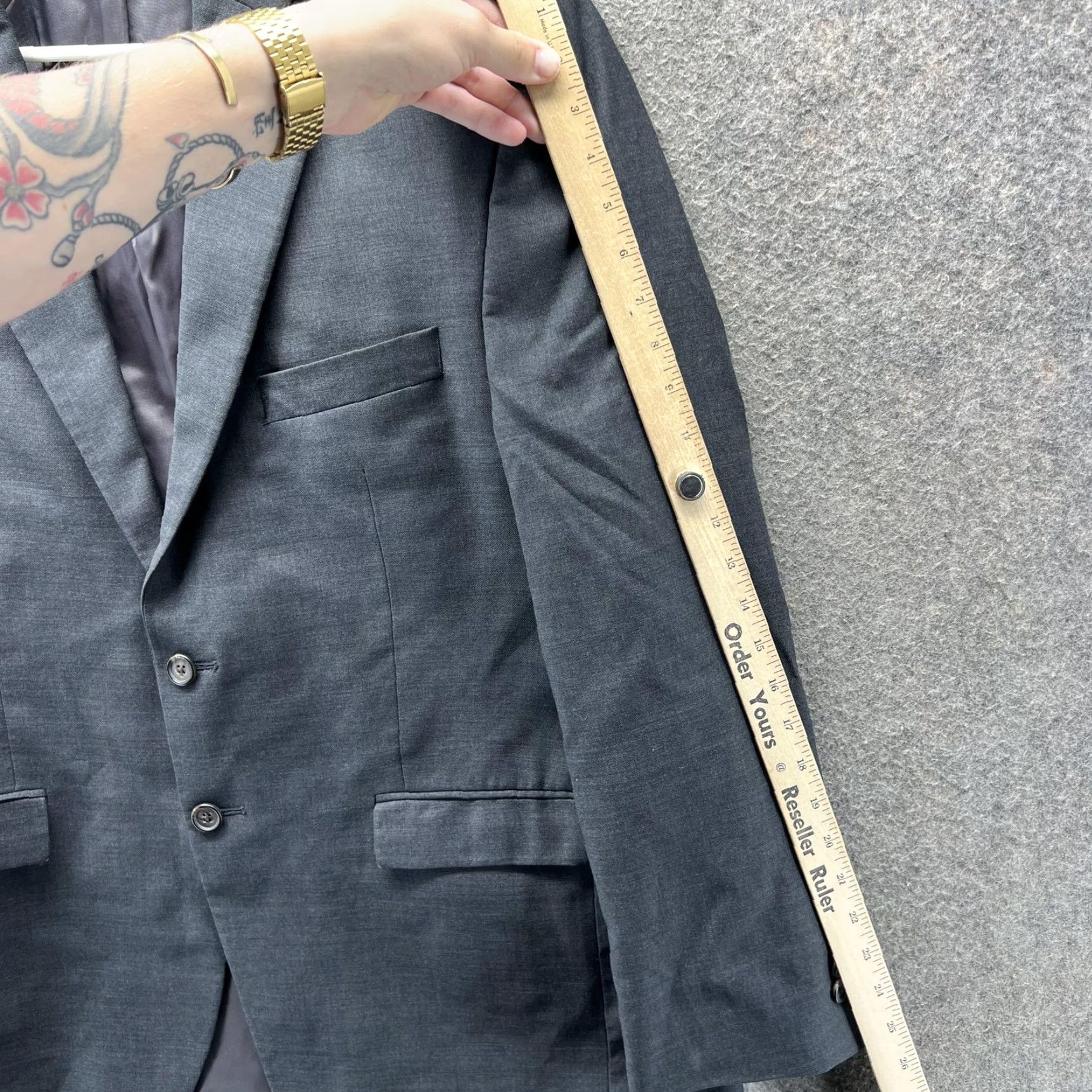 Ralph Lauren Lauren Ralph Lauren Blazer Mens 44S Gray Wool Made In Canada Suit Jacket Size 44R - 3 Thumbnail