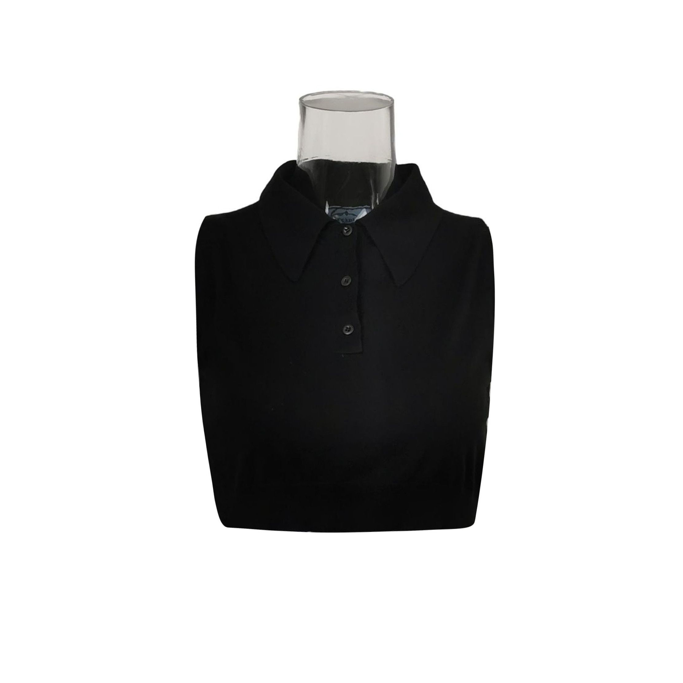 Prada Prada Black Sleeveless Knit Polo Top 0089 Size L / US 10 / IT 46 - 1 Thumbnail