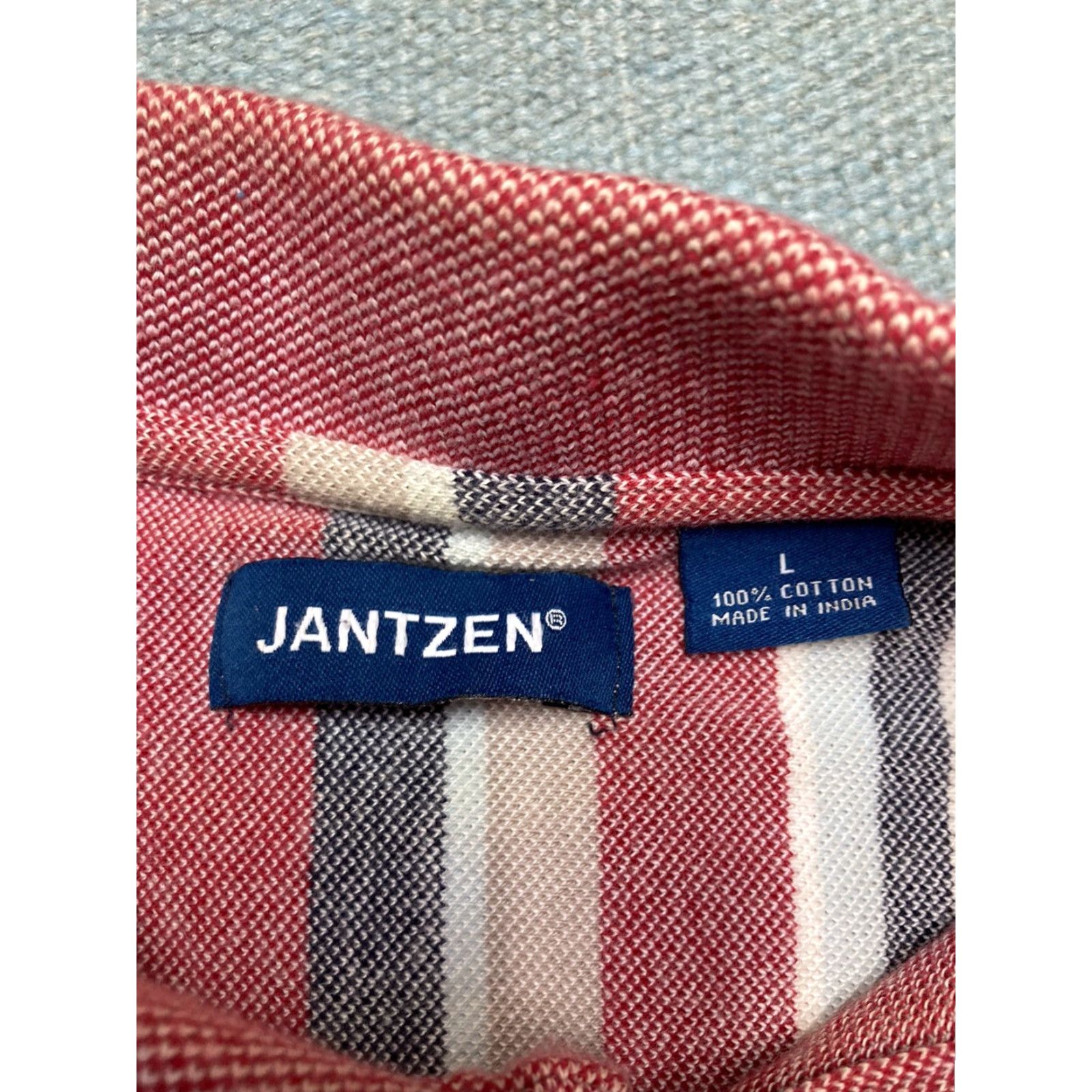 Jantzen Jantzen Polo Shirt Golf 1/4 Button 100% Cotton Short Sleeve Men L Red - Shirts Mens Polo Size US L / EU 52-54 / 3 - 5 Thumbnail