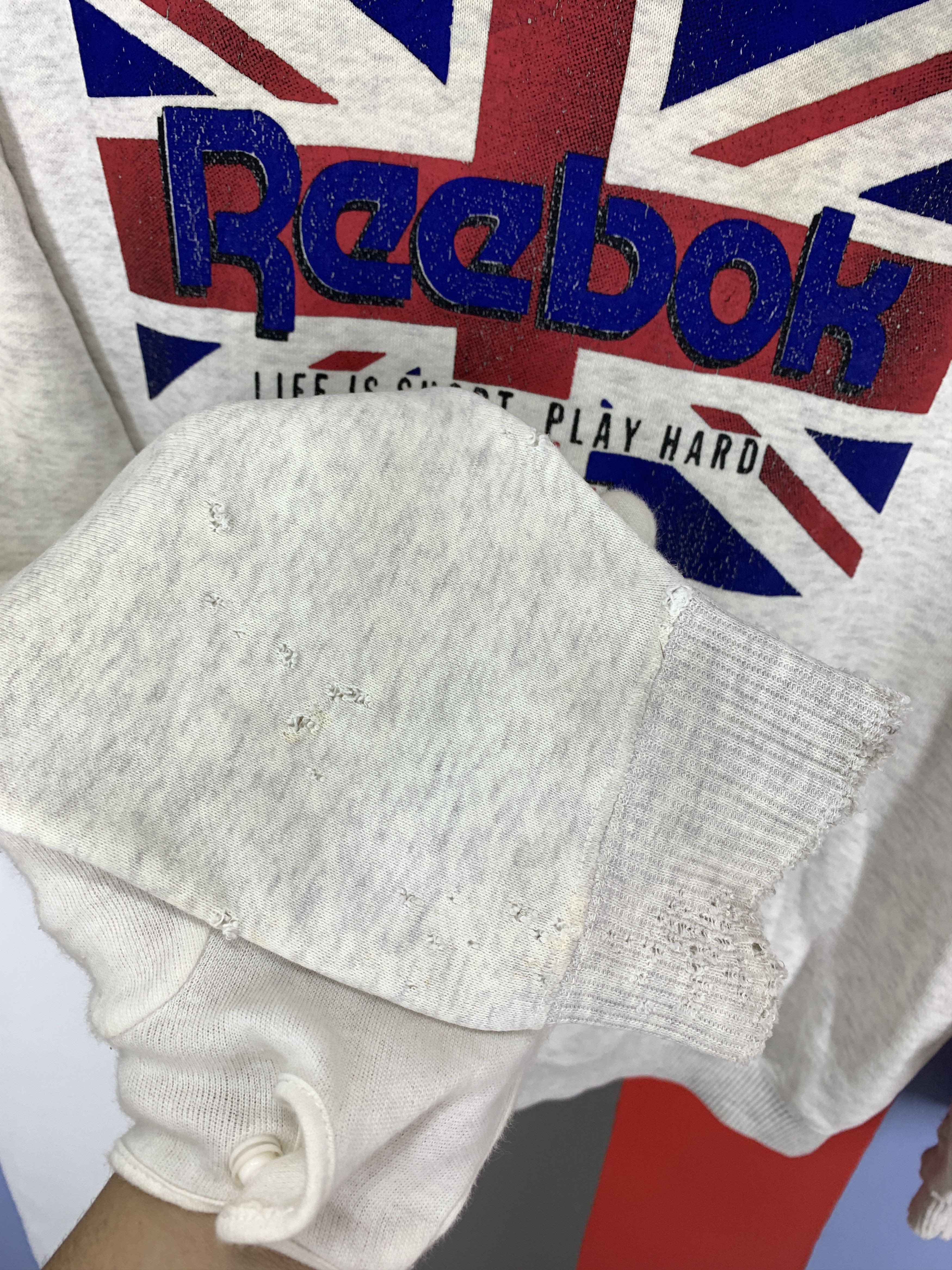 Reebok 90s Vintage REEBOK Distress Hoodie #1905/10 Size US M / EU 48-50 / 2 - 8 Thumbnail