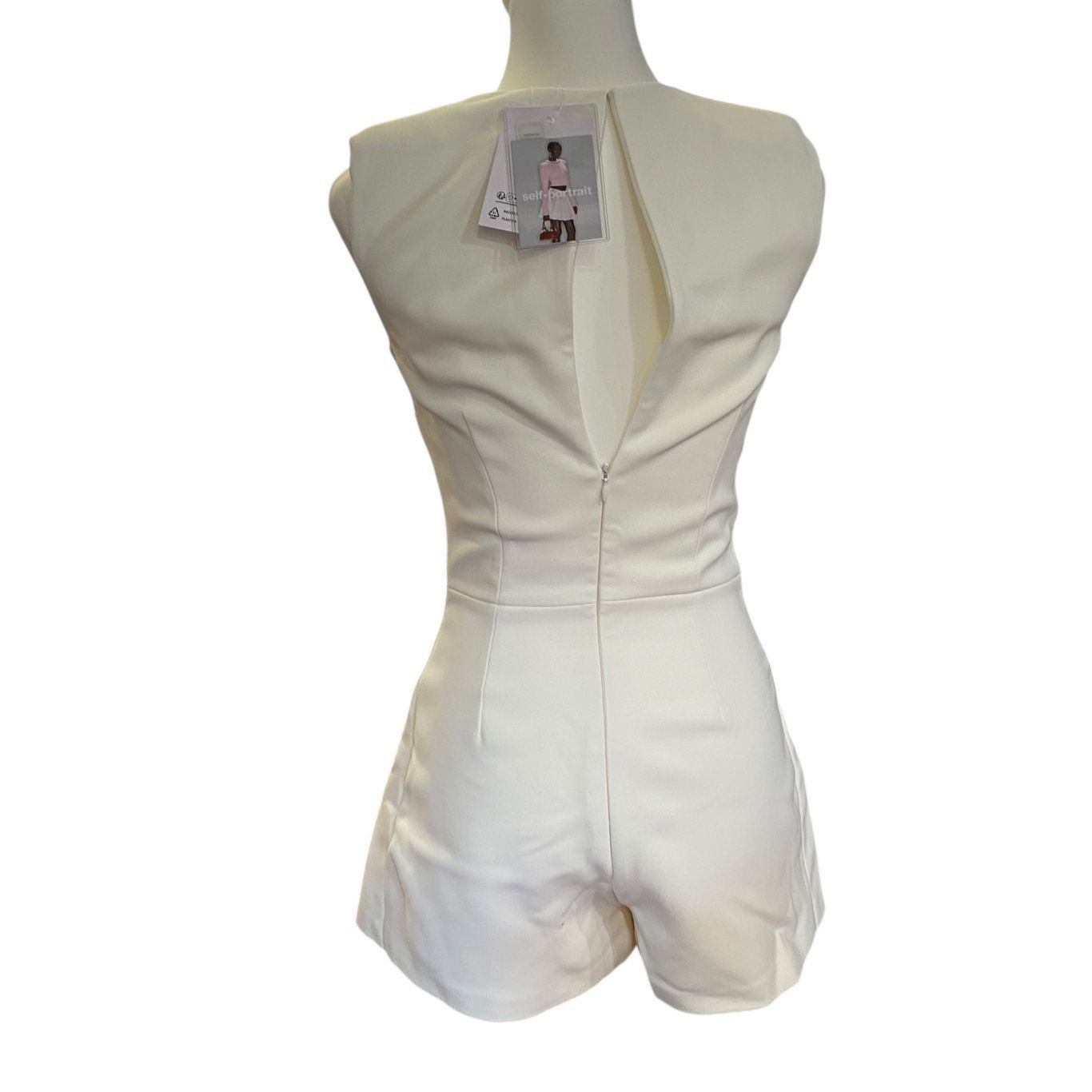 Self-Portrait SELF-PORTRAIT Crepe Playsuit in White Size 2 NWT Size XS / US 0-2 / IT 36-38 - 7 Thumbnail