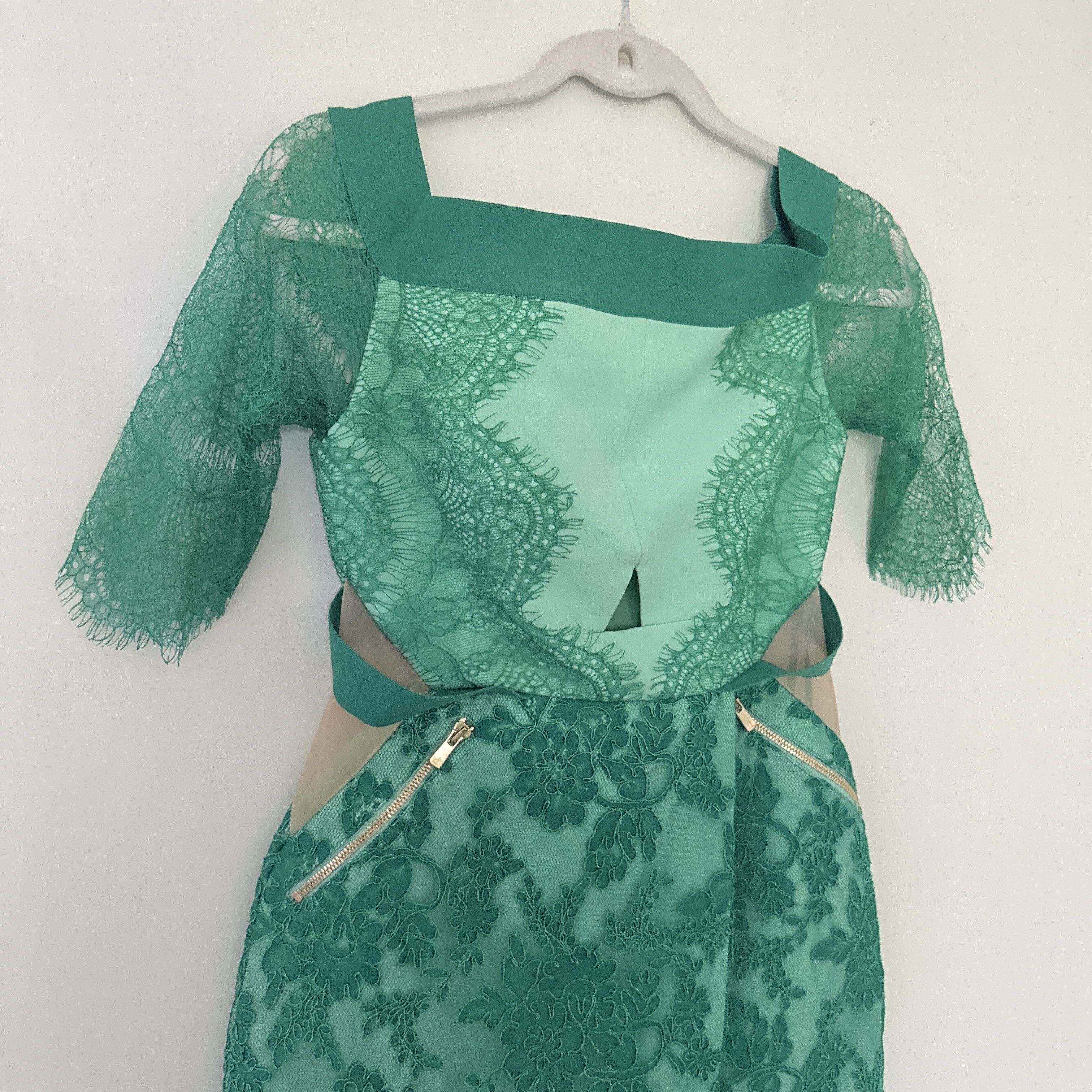 Other Three Floor Lace Is More Dress Jungle Celadon Exposed Zip Size M / US 6-8 / IT 42-44 - 3 Thumbnail