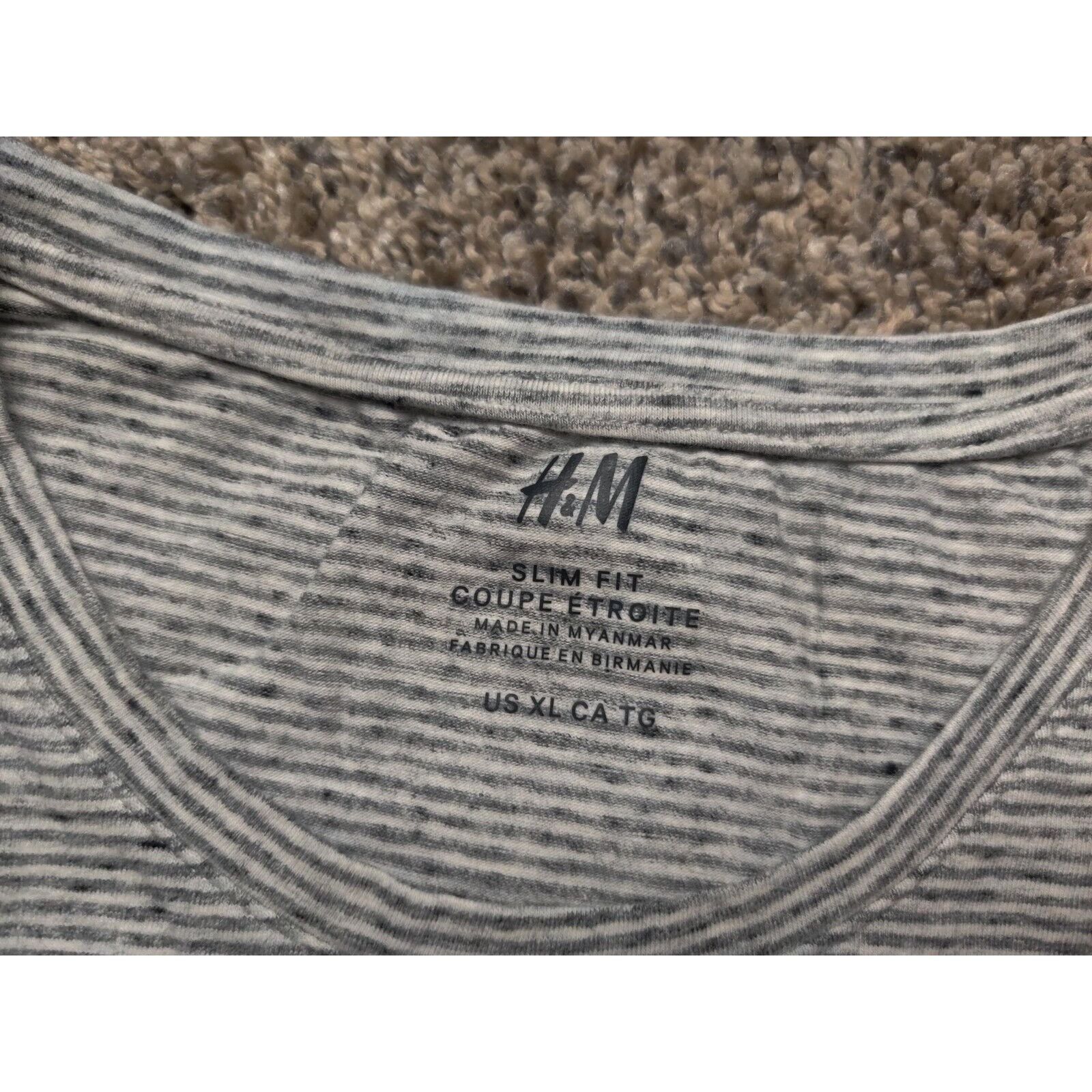 H&M H&M Shirt Adult Mens XL Gray White Striped Slim Fit Size US XL / EU 56 / 4 - 4 Thumbnail
