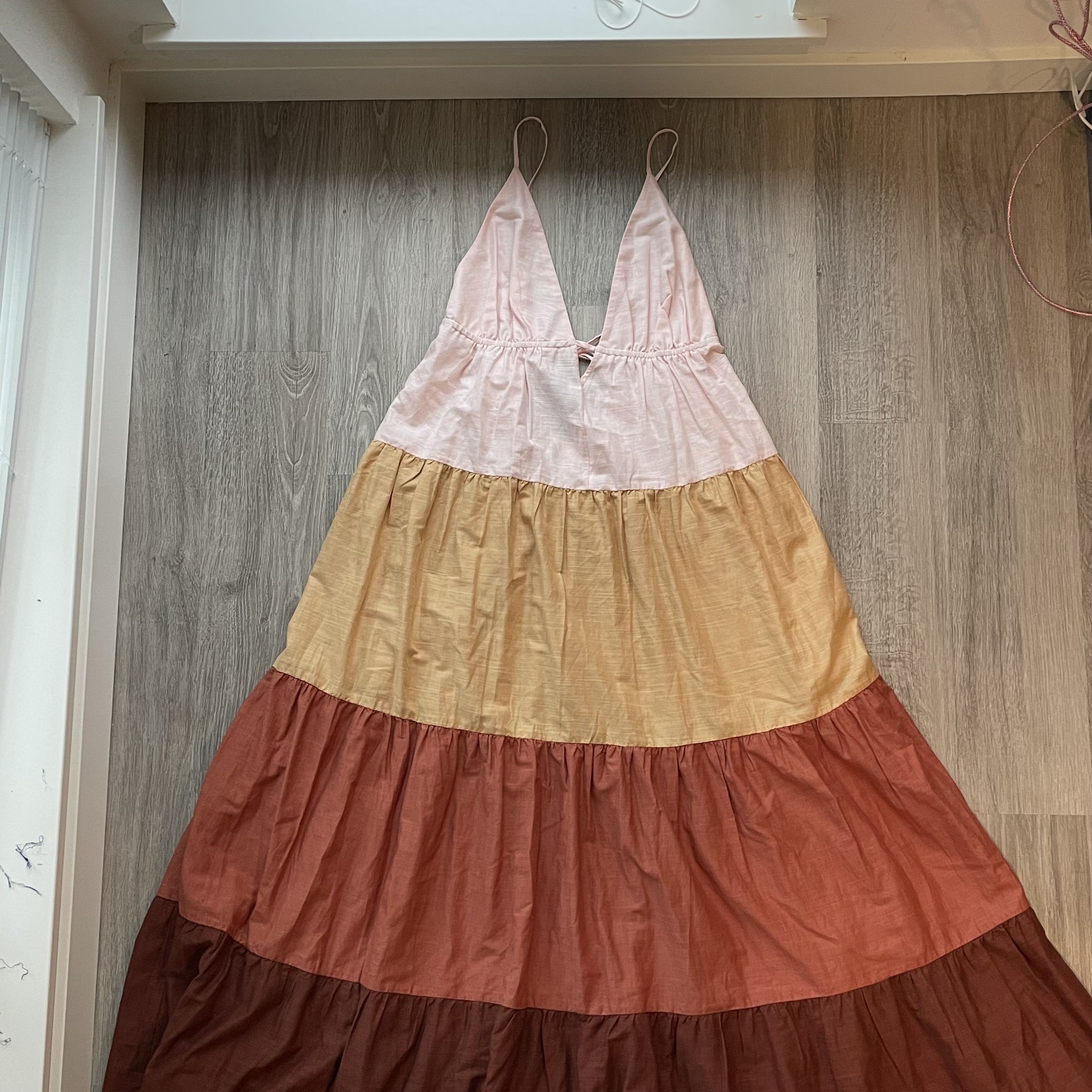Anthropologie Anthropologie Tiered Colorblock Maxi Dress Pink Brown M Size M / US 6-8 / IT 42-44 - 4 Thumbnail