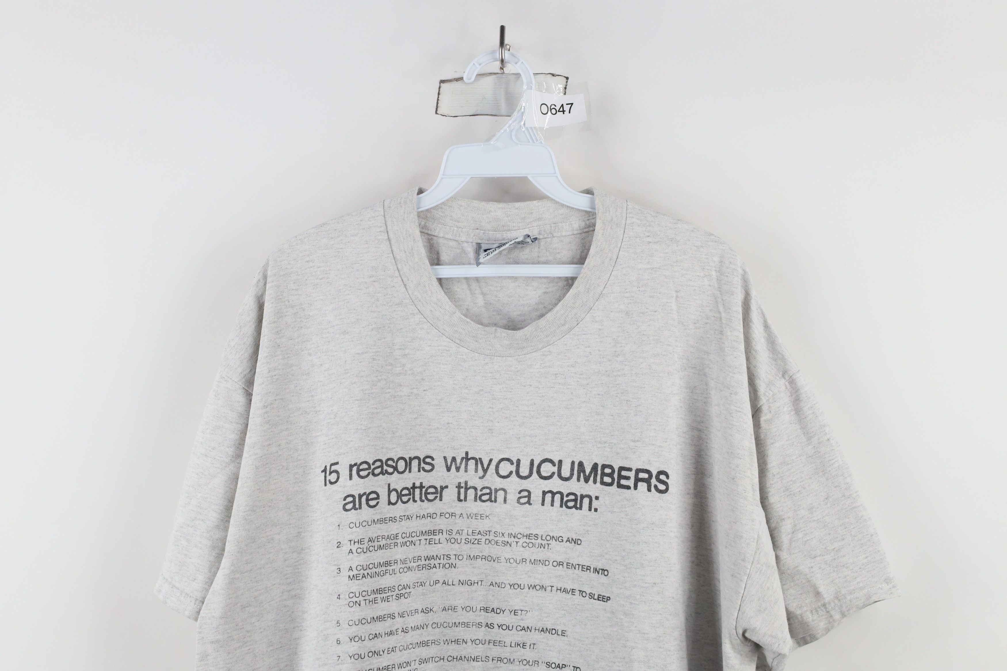 Vintage Vintage 90s Reasons A Cucumber Is Better Than A Man T-Shirt Size XL / US 12-14 / IT 48-50 - 2 Thumbnail