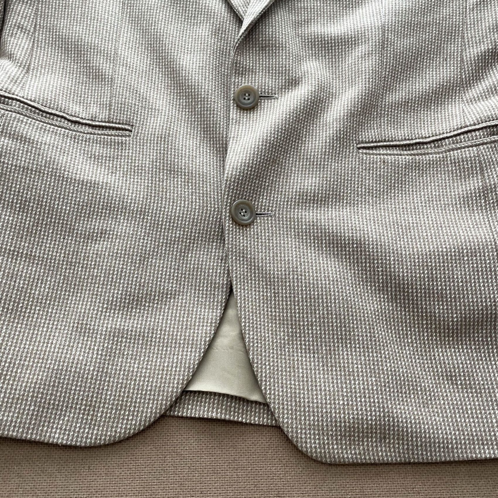 Calvin Klein Calvin Klein Blazer Mens Small Beige White 2 Button Sport Coat Classic Wool Tweed Notch Lapel Regular Fit/Gently Worn Size 36R - 4 Thumbnail