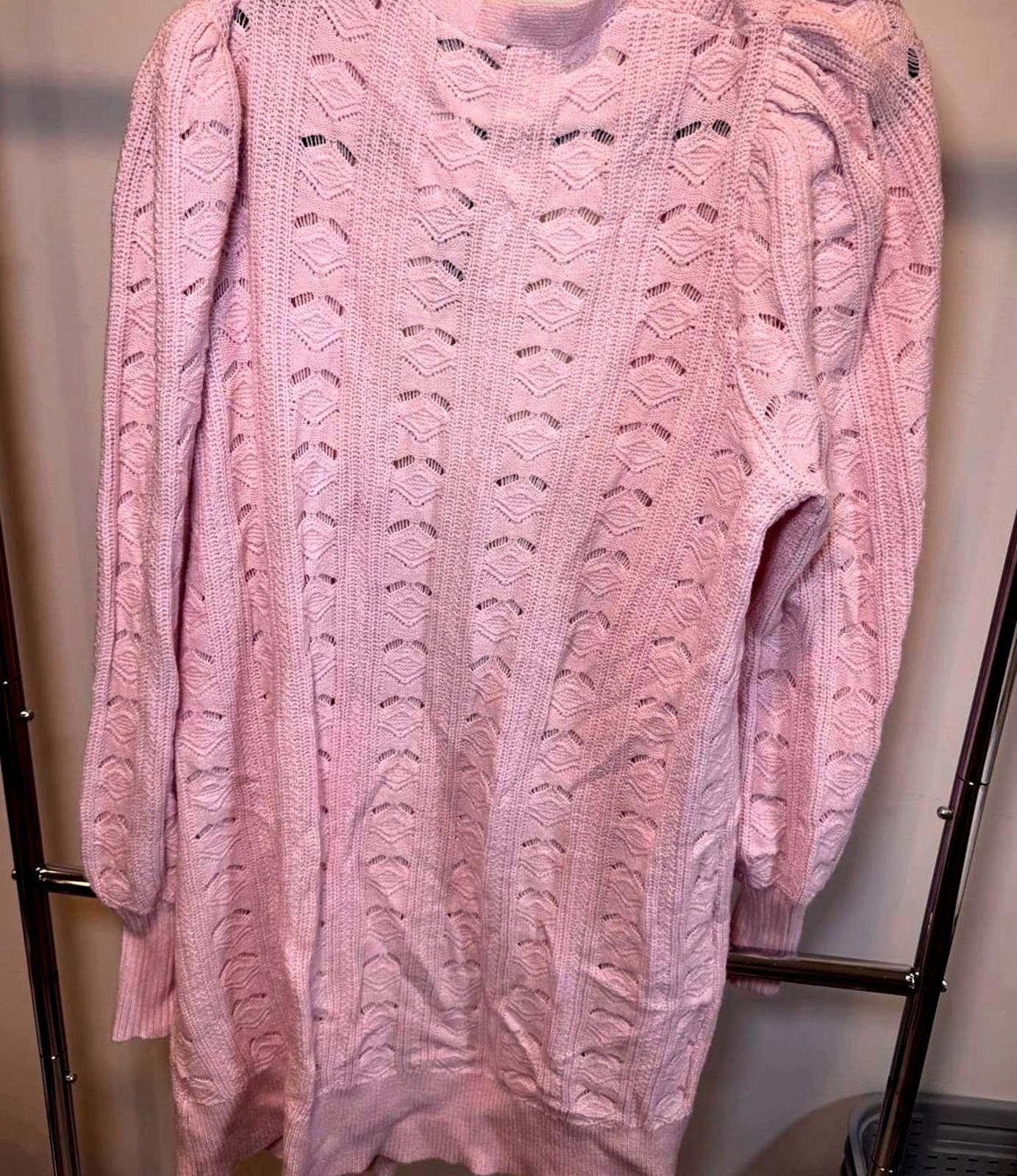 Express Express Chunky Knit Cardigan - Light Pink Size L / US 10 / IT 46 - 2 Thumbnail