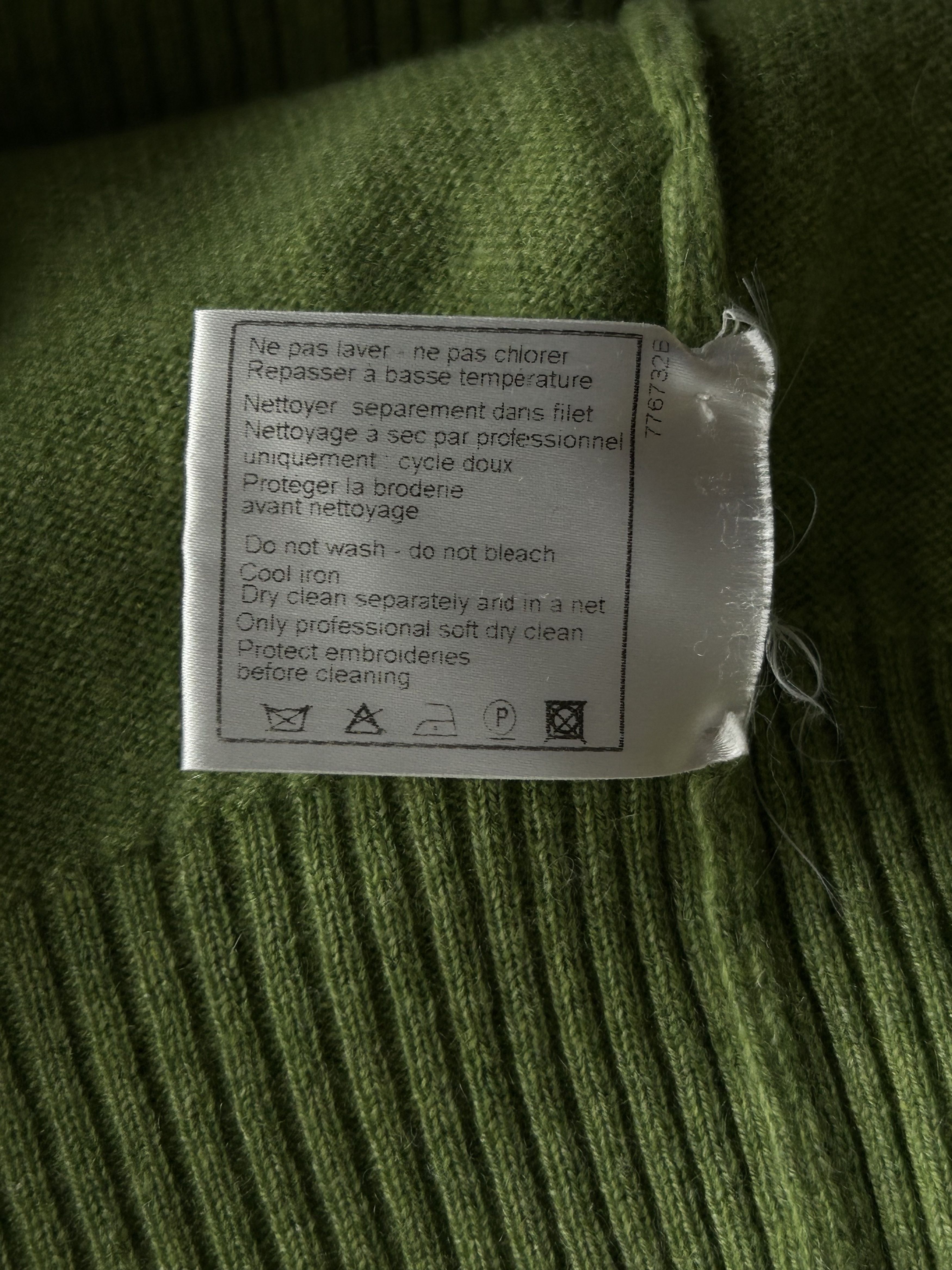 Chanel Green & Pink Embroidered Shield Logo Women's Sweater
