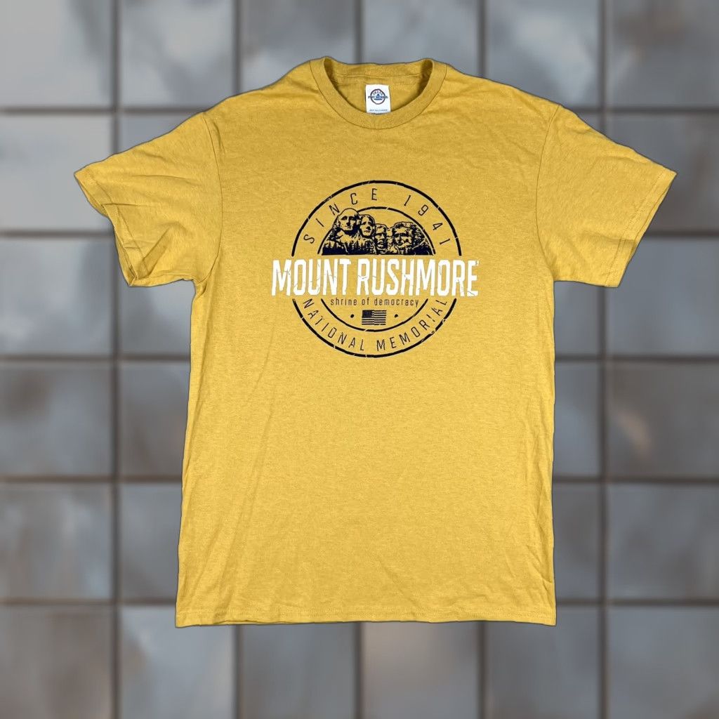 Delta Delta T-Shirt Mount Rushmore National Memorial Mustard Yellow Logo Graphic Print Crew Neck Short Sleeve Men M Yellow USA Shirt Size US M / EU 48-50 / 2 - 1 Thumbnail