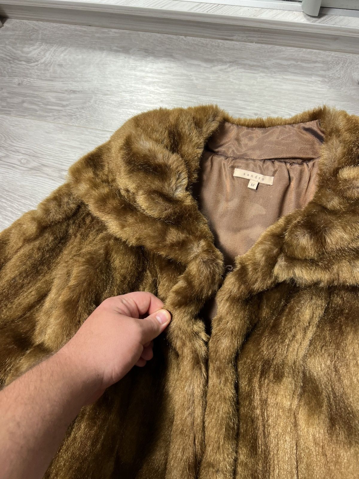 Sandro Sandro Paris Faux Fur Cropped Jacket Brown Short Coat Size M Size M / US 6-8 / IT 42-44 - 11 Thumbnail