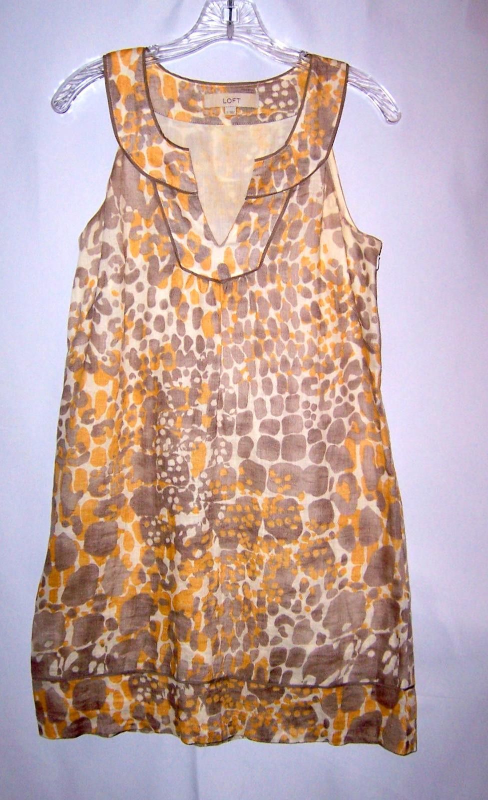 Ann Taylor Ann Taylor LOFT Grey & Yellow Sleeveless Linen Shift Dress 2 Size XS / US 0-2 / IT 36-38 - 1 Thumbnail