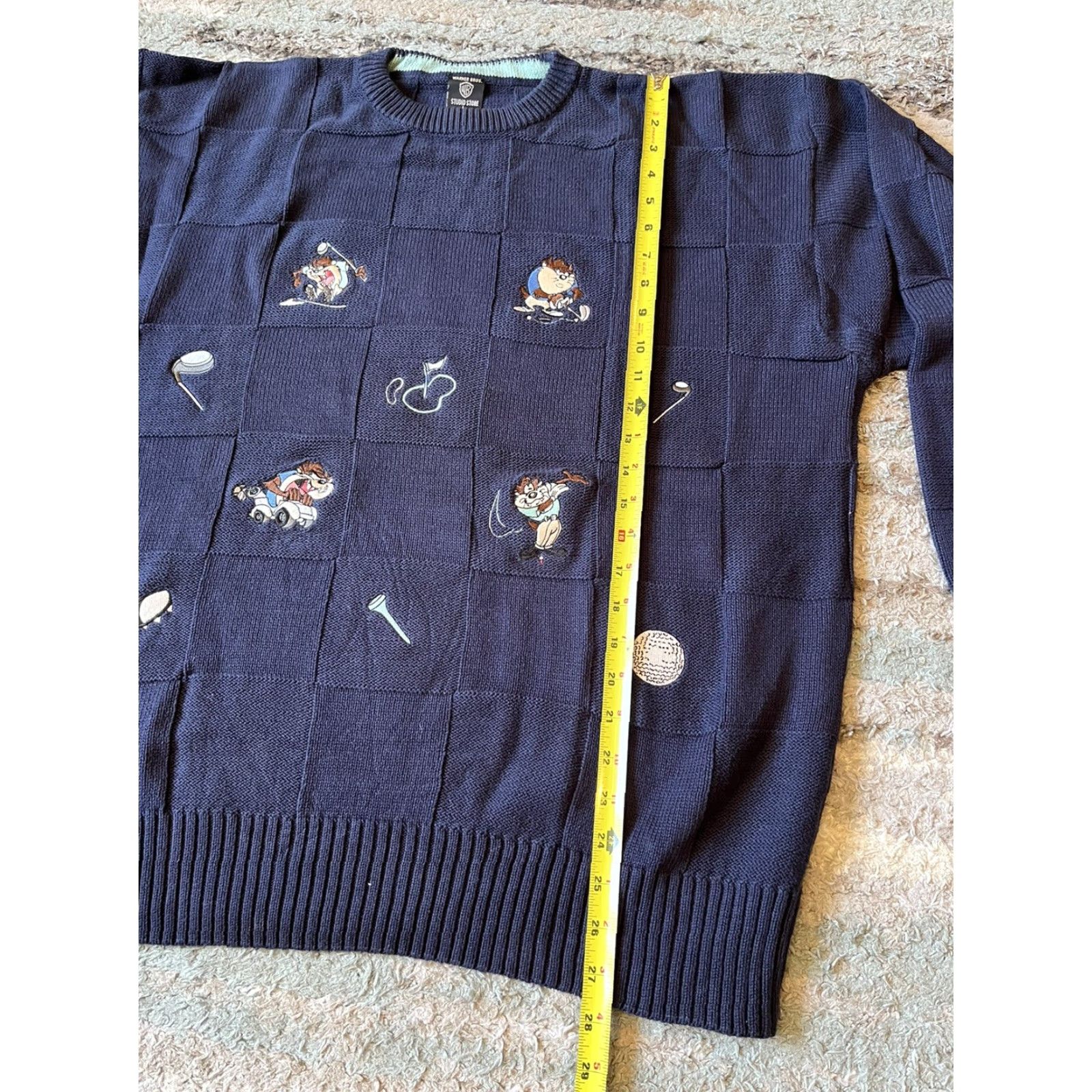 Vintage Warner Bros. Studio Store Tasmanian Devil Golf Pullover Crew Neck Sweater Blue L Men Size US L / EU 52-54 / 3 - 3 Thumbnail