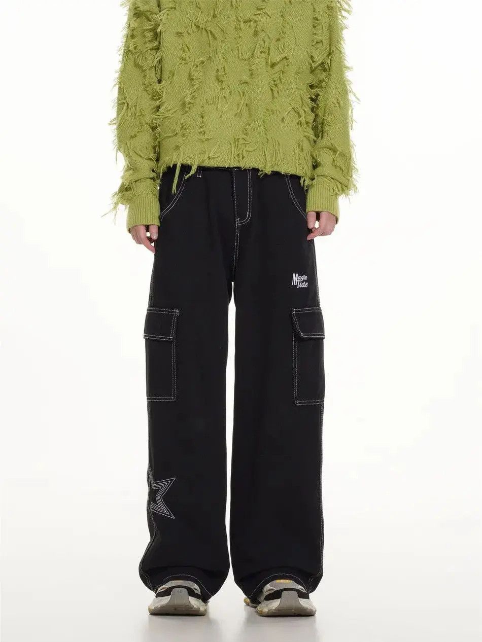 Japanese Brand Retro loose embroidered patchwork jeans Size US 32 / EU 48 - 3 Thumbnail