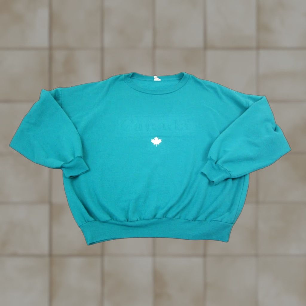 Vintage VINTAGE Canada Sweatshirt XL Green Mens Pullover 80s 90s USA Logo Crew Neck Sweatshirt Size US XL / EU 56 / 4 - 1 Thumbnail