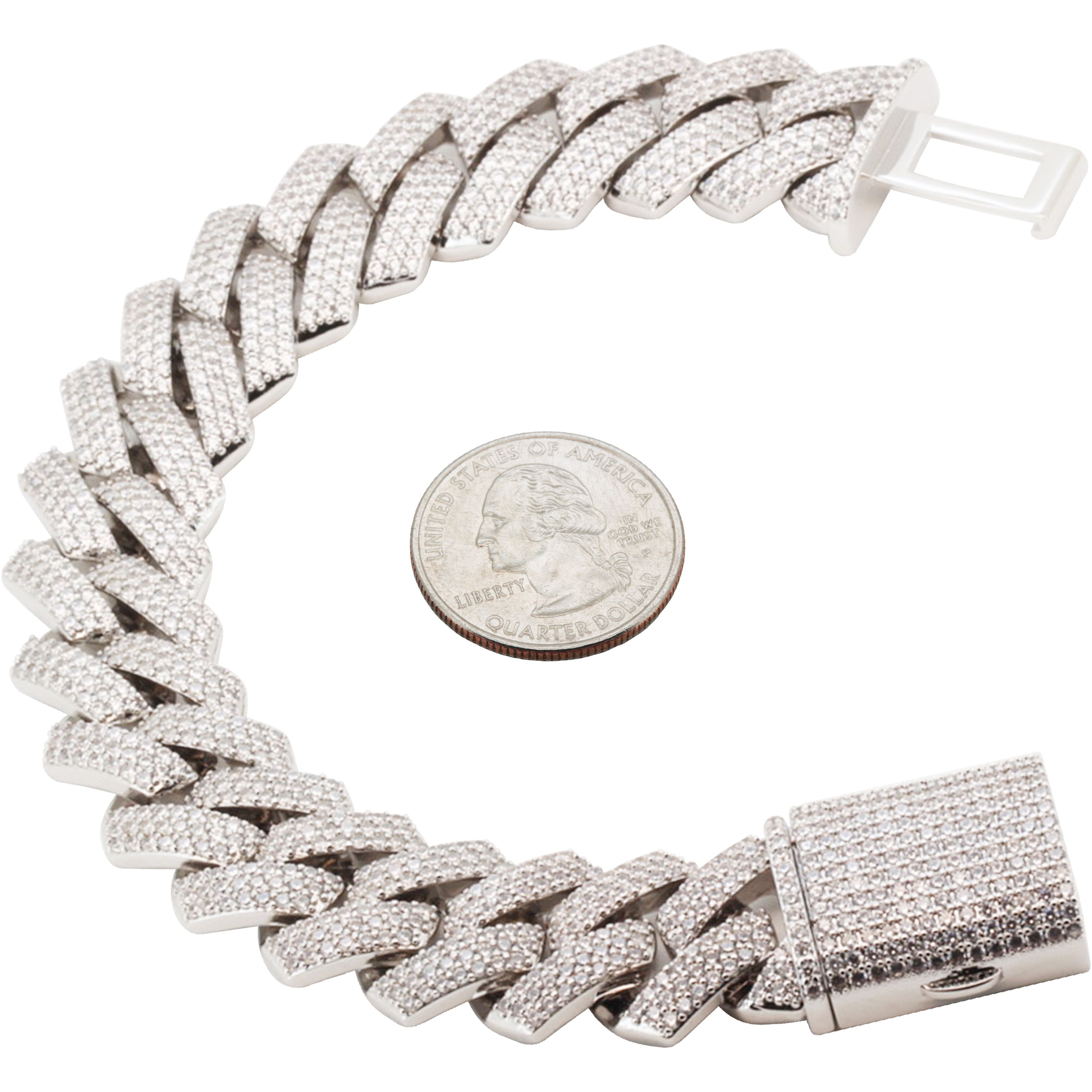 Other 14k White Gold Plated AAA CZ 18mm Cuban Link Bracelet 8.5” Size ONE SIZE - 1 Thumbnail