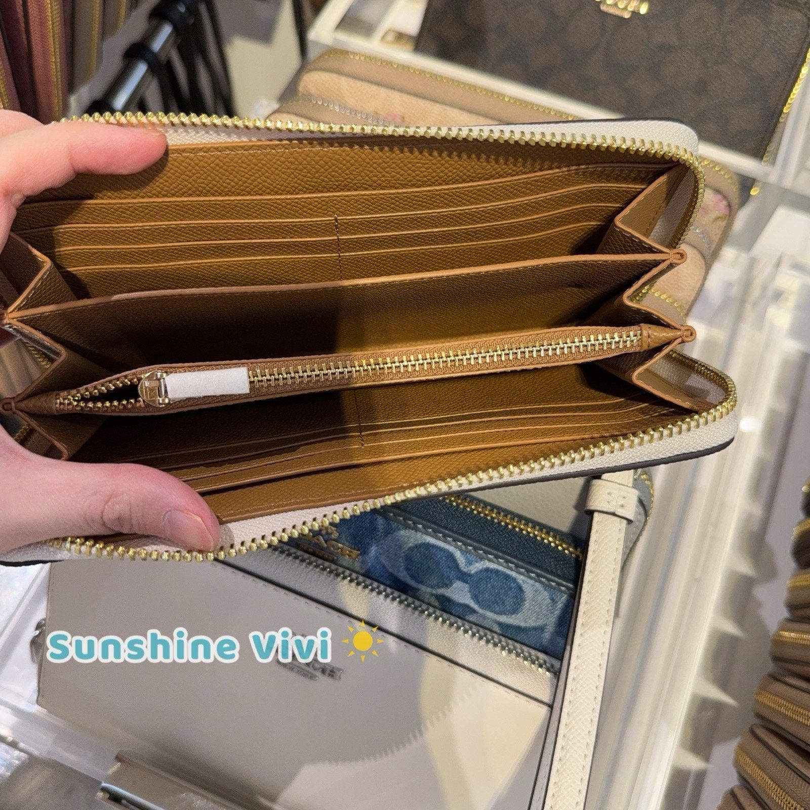 Coach NWT Coach Long Zip Around Wallet leather C3441 Gold Chalk Size ONE SIZE - 4 Thumbnail