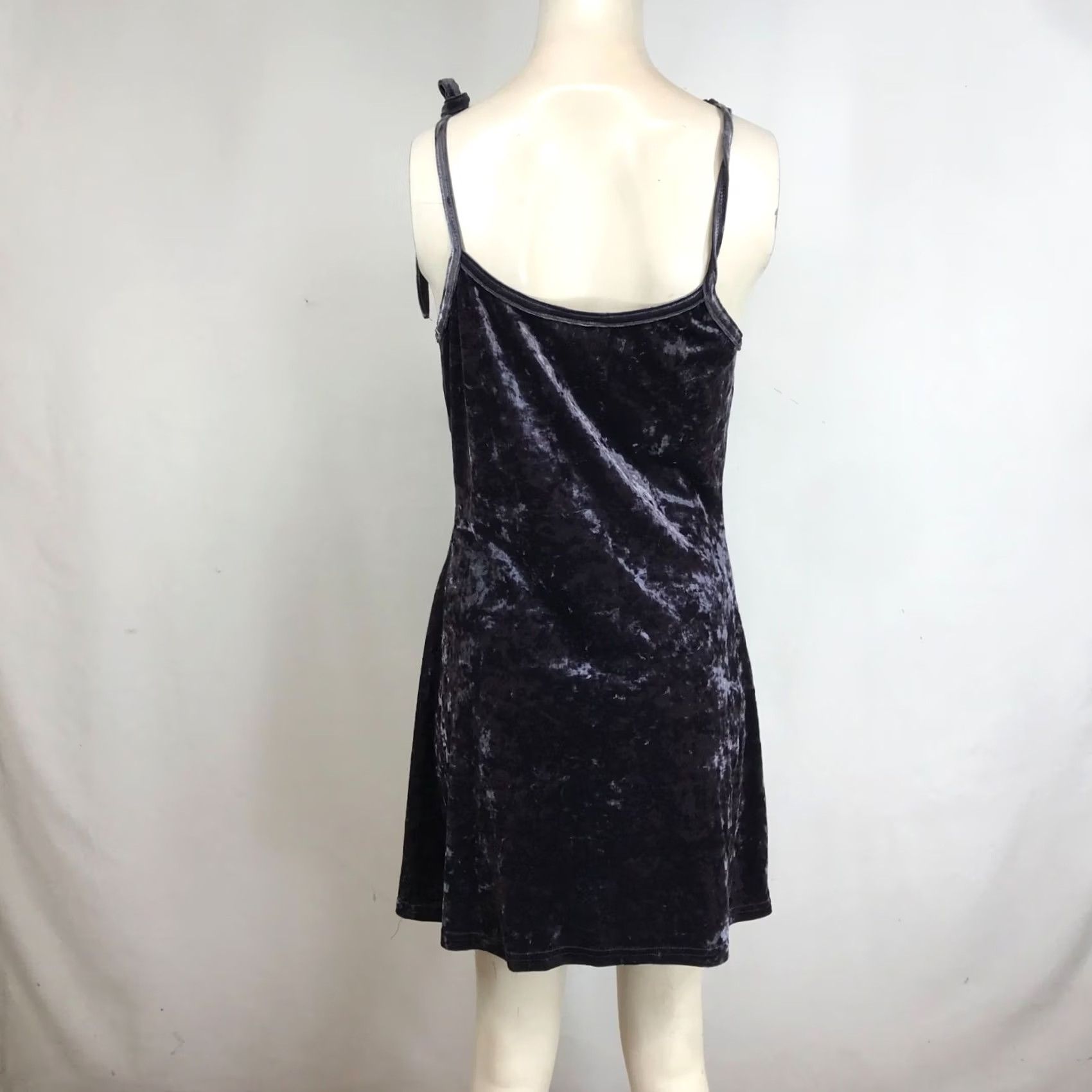 AQUA AQUA BLUES Slip Dress Womens Large Purple Spaghetti Strap Velour Y2K Size L / US 10 / IT 46 - 5 Thumbnail