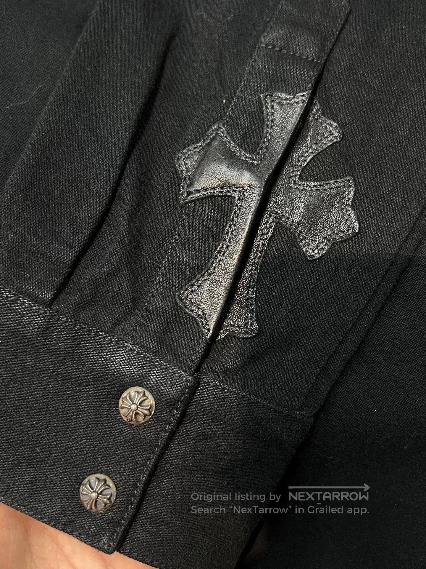 Chrome Hearts Chrome Hearts Denim Cross Leather Patch Shirt. Size US XL / EU 56 / 4 - 5 Thumbnail