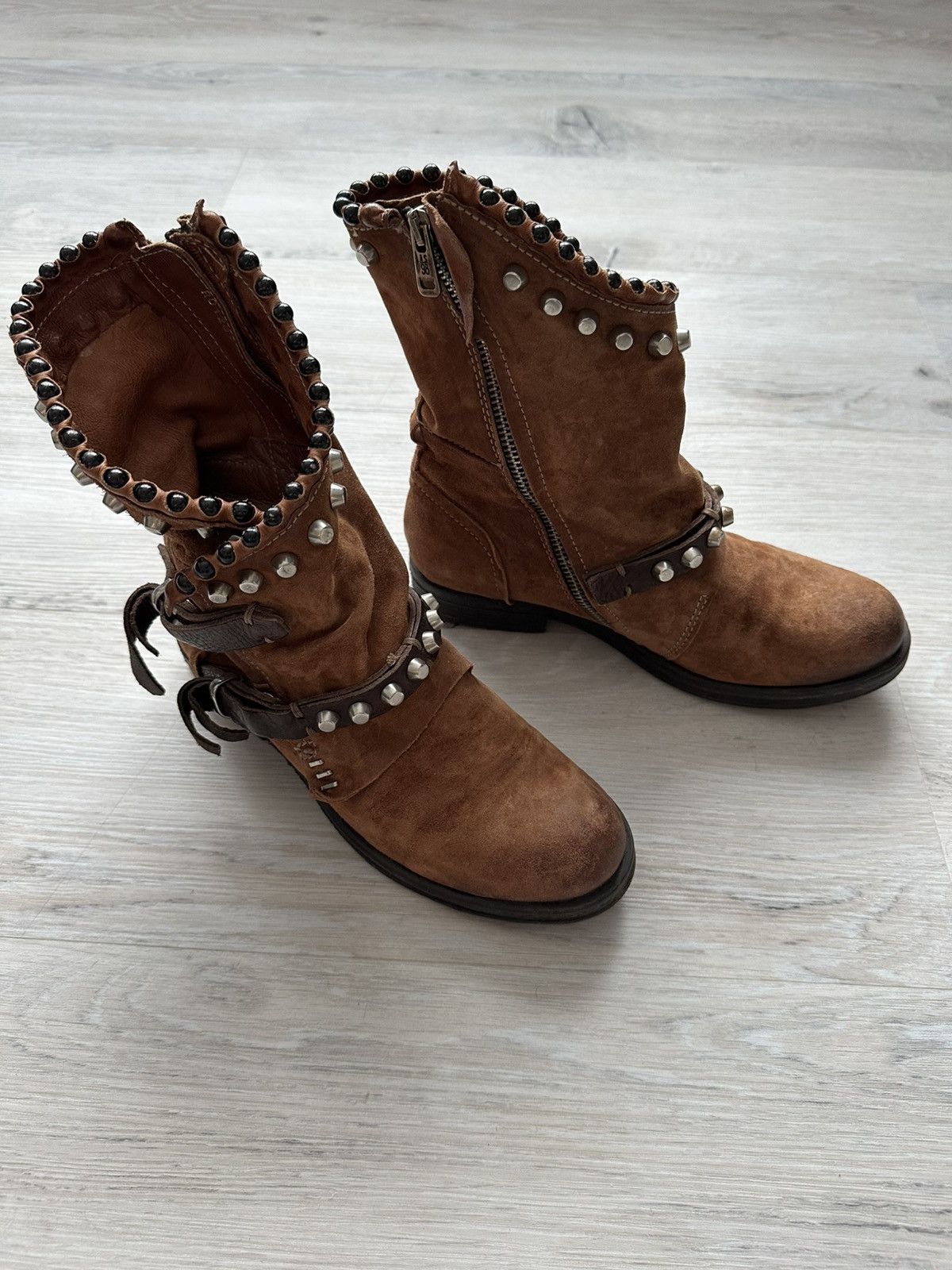If Six Was Nine Vintage Italian AS 98 Rick Owens Style Leather Biker Boots Size US 7 / IT 37 - 7 Thumbnail