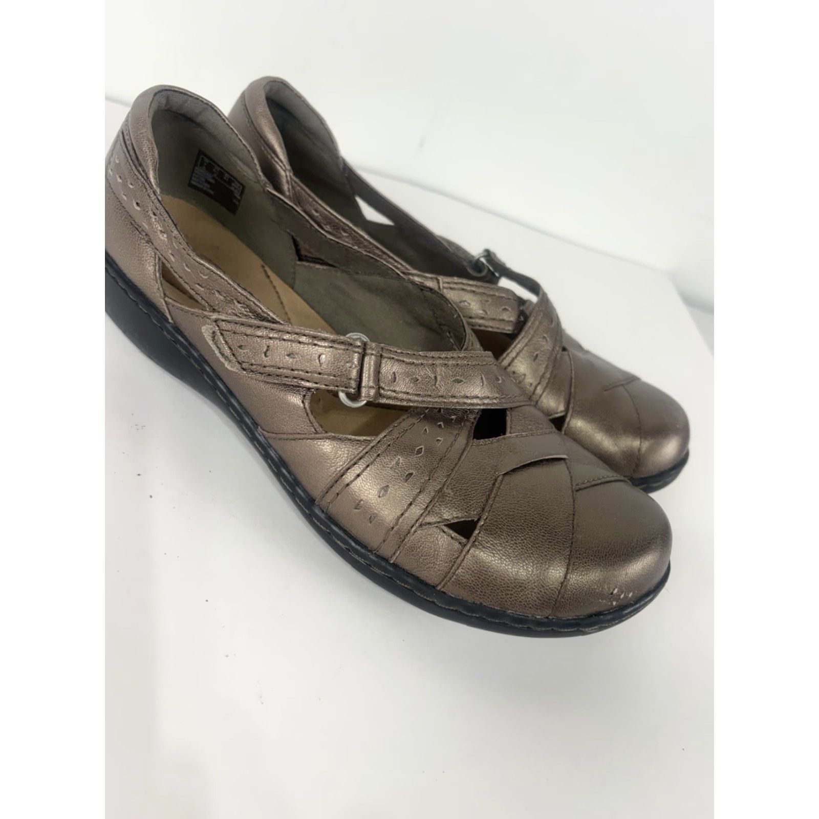 Clarks Clarks Sandals Slip-On Bronze Leather Womens Size 9.5W Size US 10 / IT 40 - 2 Thumbnail