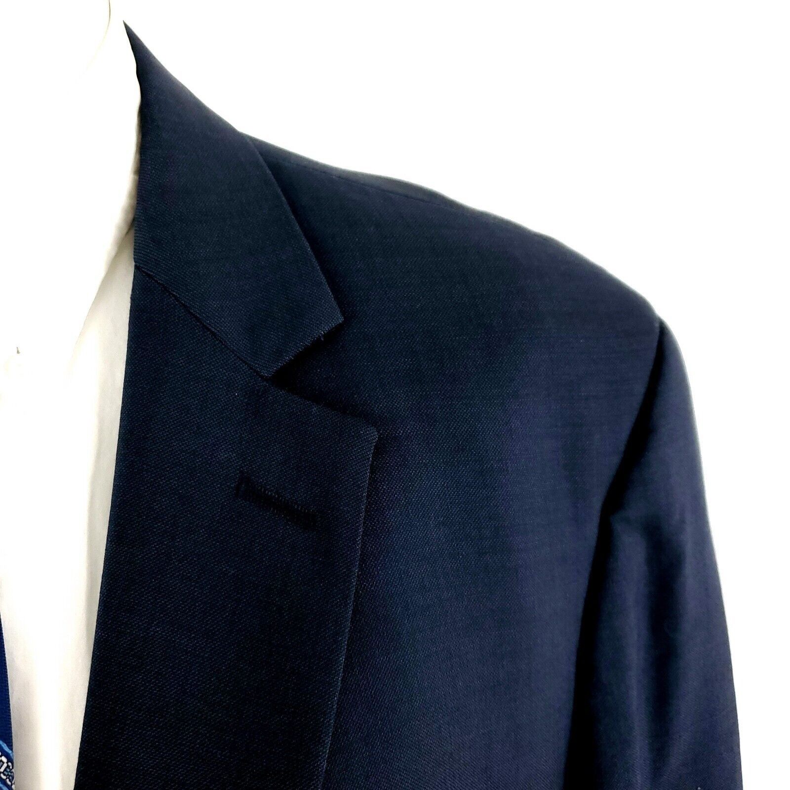 Pronto Uomo Pronto Uomo Platinum Wool 2 Button Blazer 44S Blue Sharkskin Size 44S - 2 Thumbnail