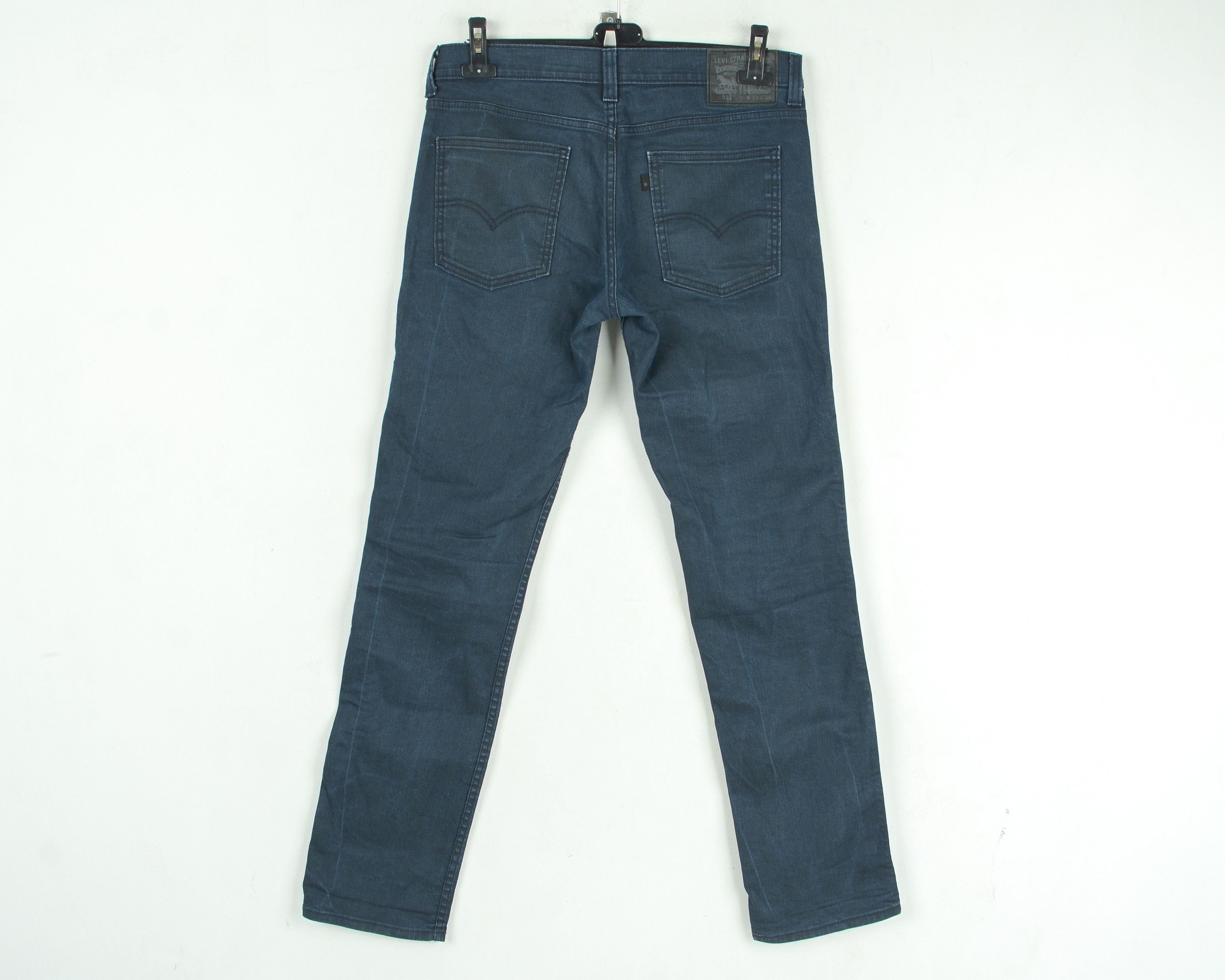 Levi's 511 W33 L34 Jeans Denim Pants Trousers Slim Zip Navy Blue Size US 33 - 3 Thumbnail