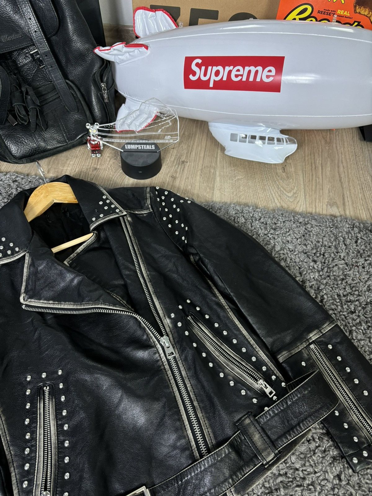 Vintage Vintage Y2K Leather Bomber Jacket 00s Avant Garde Distressed Size US S / EU 44-46 / 1 - 5 Thumbnail