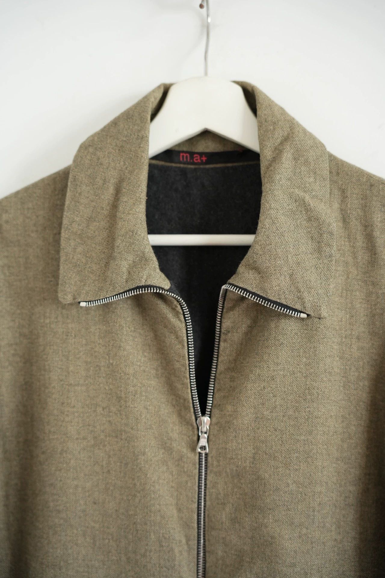 Ma+ M.A+ Silver Leather Panel Wool Zip-Up Jacket Size US L / EU 52-54 / 3 - 3 Thumbnail