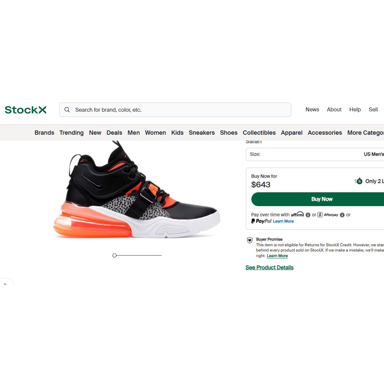 Nike NIKE Air Force 270 SAFARI Black Hyper Crimson Men's 8.5 Size US 8.5 / EU 41-42 - 12 Thumbnail
