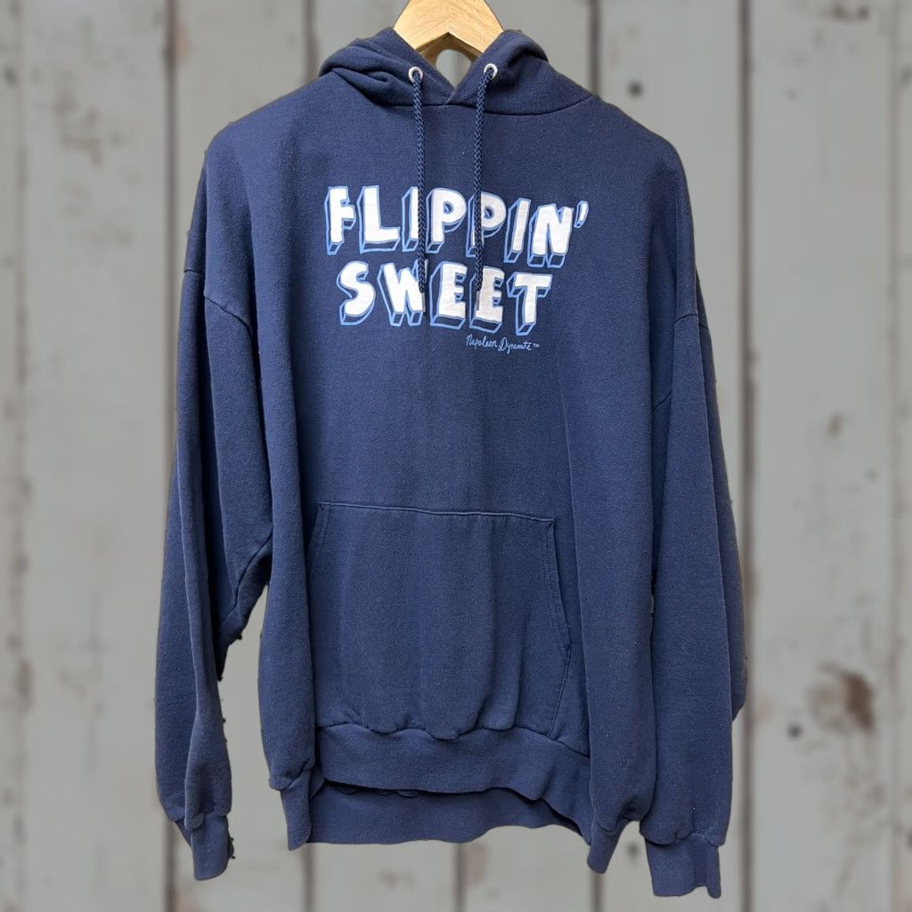 Vintage VINTAGE Napoleon Dynamite Movie FLIPPIN SWEET 2004 Blue Hoodie XL Mens Sz XL Napoleon dynamite Hoodie Blue Graphic Print 90s Movie Retro Pullover Size US XL / EU 56 / 4 - 1 Thumbnail