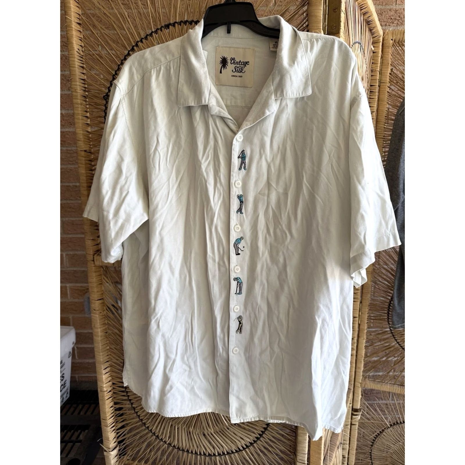 Vintage VINTAGE Silk Shirt Mens XL 100% Silk Button Up Golf Theme EUC Shirt Size US XL / EU 56 / 4 - 3 Thumbnail