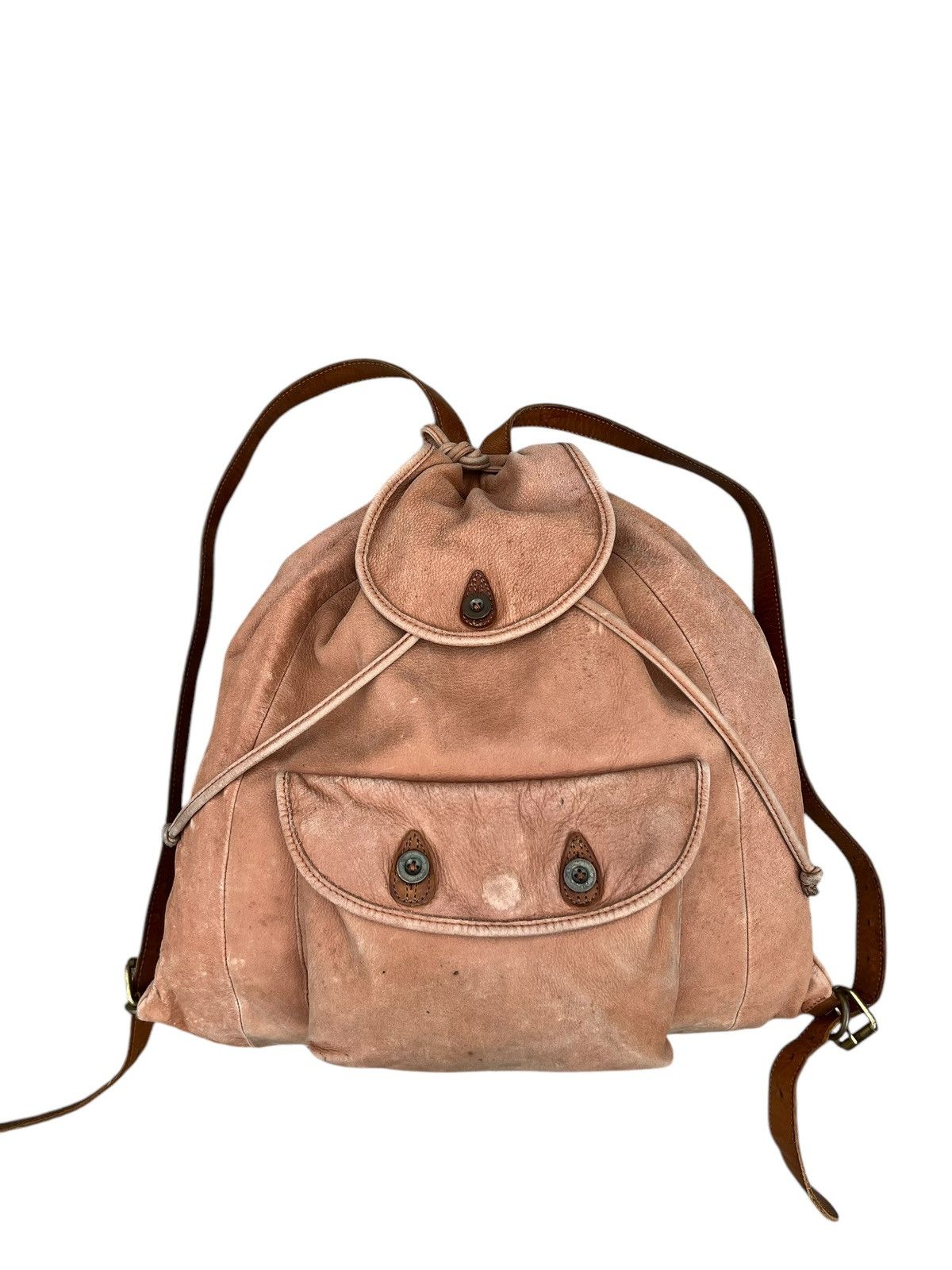 Leather Vintage COCARDE Japan Faded Patina Leather Backpack Bag Size ONE SIZE - 6 Thumbnail