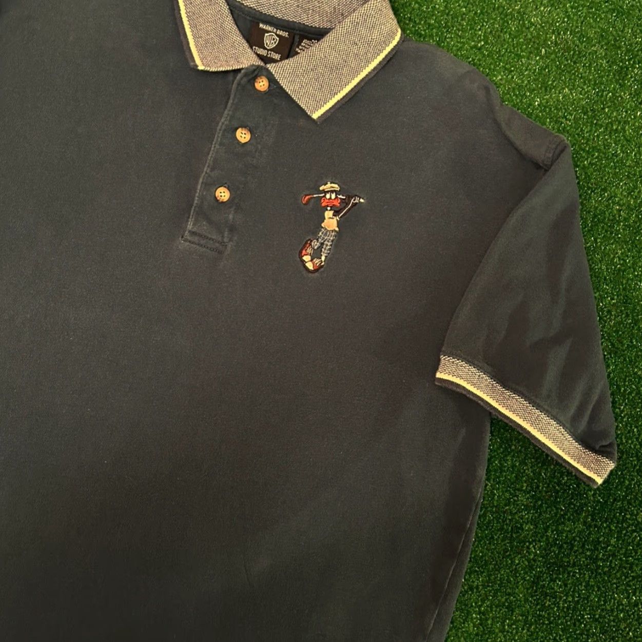 Vintage VINTAGE Warner Bros Daffy Duck Polo Shirt Golf Mens M Green 90s VTG 1998 Cartoon Shirt Size US M / EU 48-50 / 2 - 2 Thumbnail