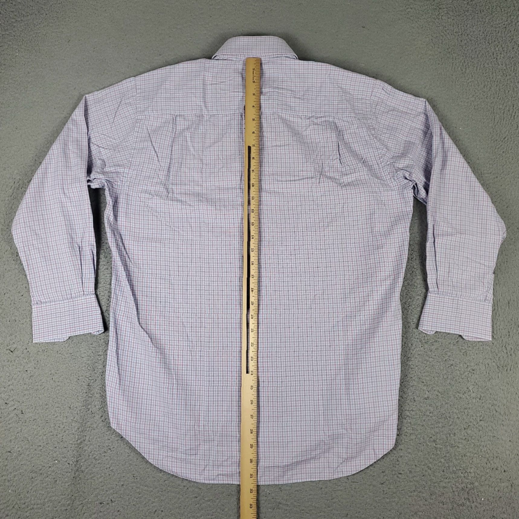 David Donahue David Donahue Shirt Mens Size 16 Blue Purple Plaid Dress Button Up Long Sleeve Size 42R - 3 Thumbnail