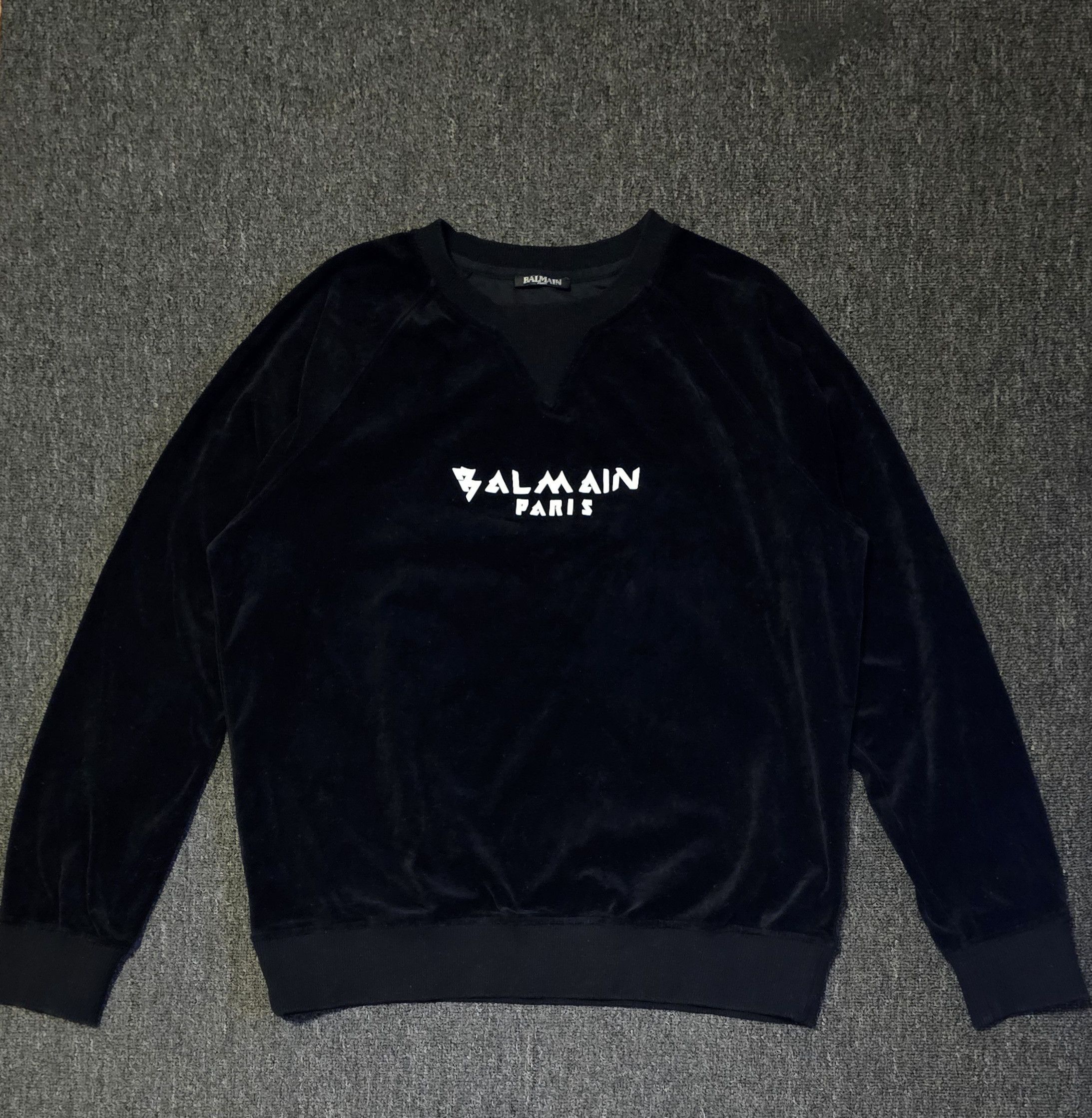 Balmain Balmain Men's Black Mercerised Cotton Sweatshirt Size XL Size US XL / EU 56 / 4 - 2 Thumbnail