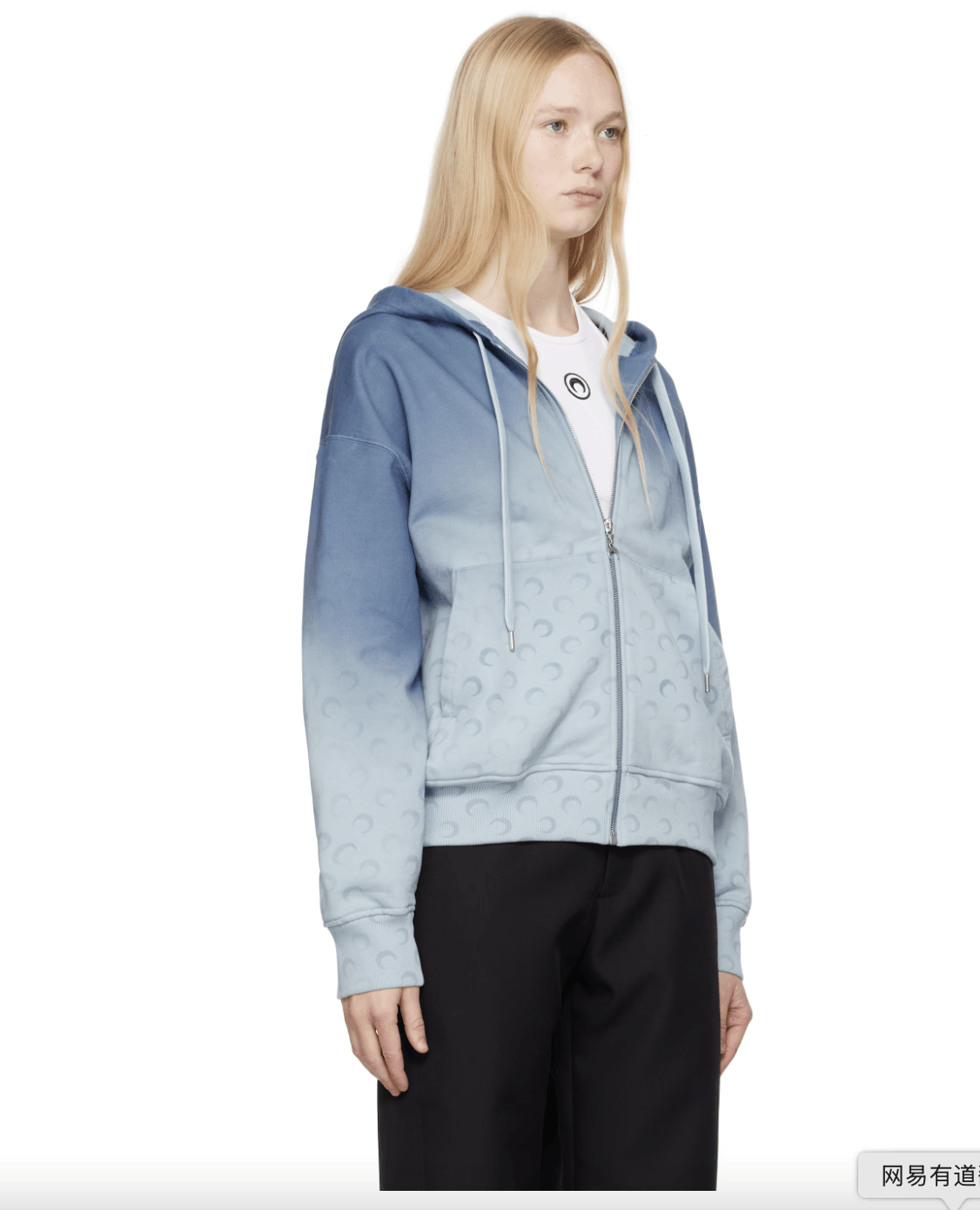 Marine Serre Marine Serre Blue Moon Faded Fleece Hoodie Size S / US 4 / IT 40 - 11 Thumbnail