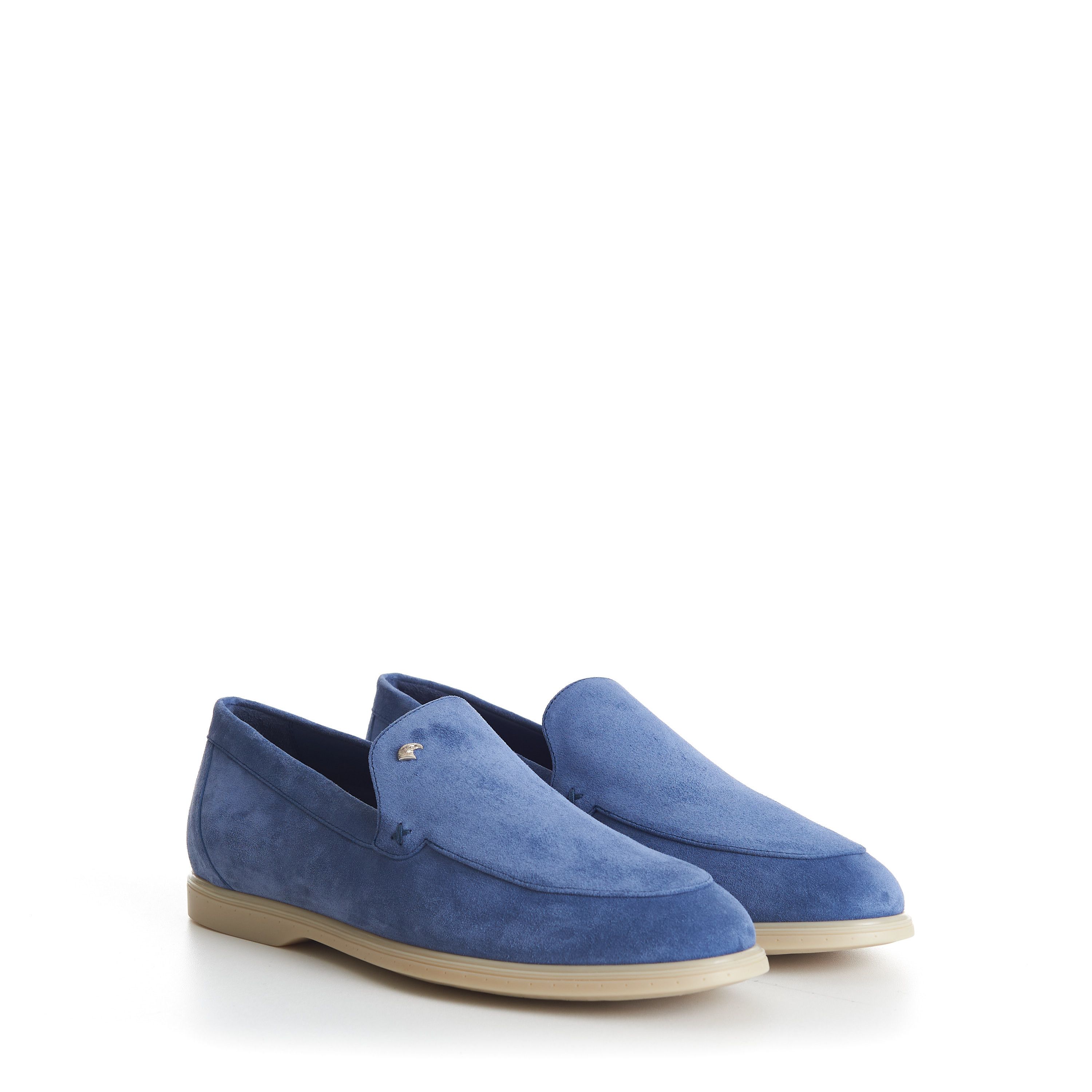 Stefano Ricci Blue Suede Slip-On Loafers - Eagle Head Application Size US 9 / EU 42 - 1 Thumbnail
