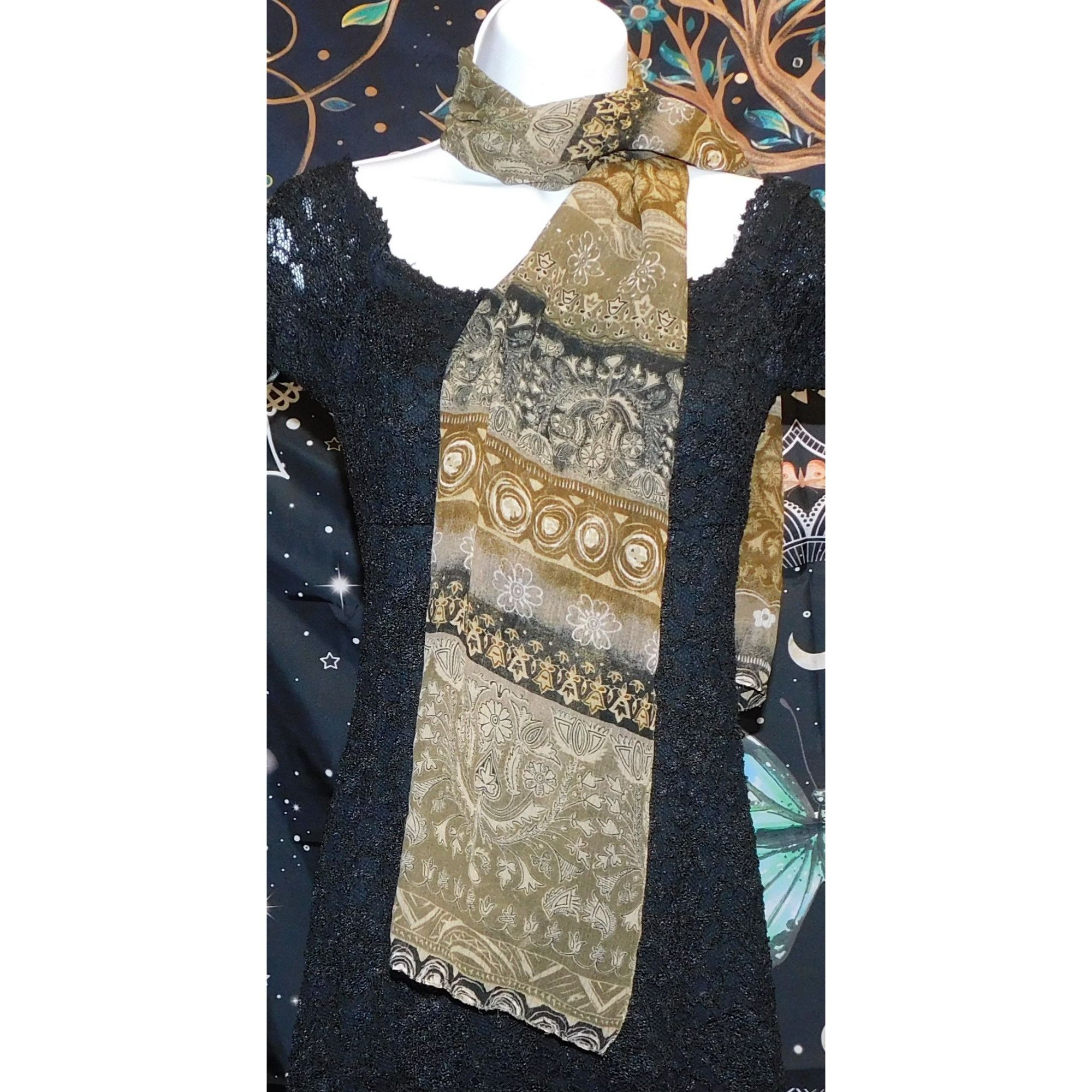 Other Renaissance-Inspired Floral Scarf Sheer Beige & Black Size ONE SIZE - 1 Thumbnail