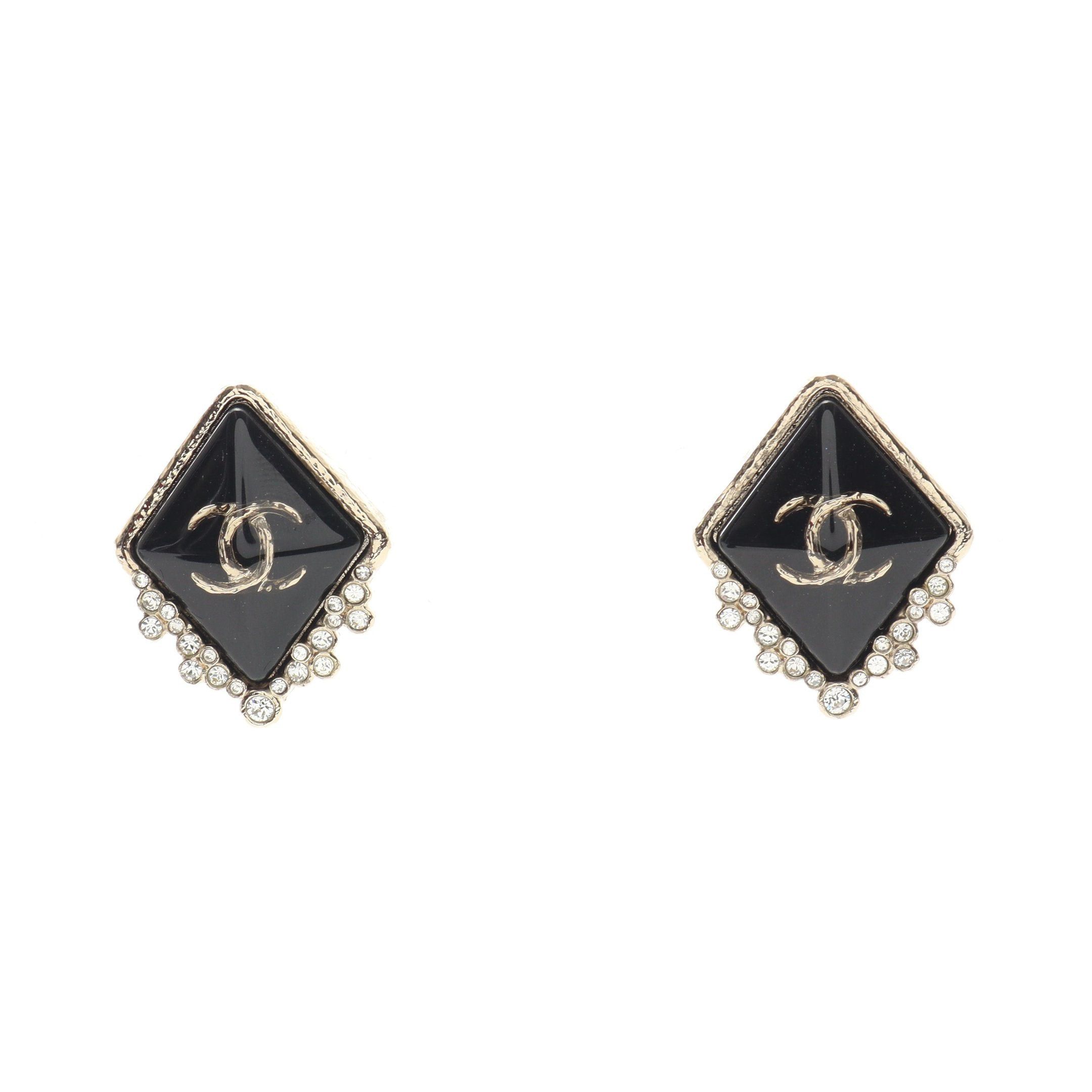 Chanel Chanel Coco Mark Earrings Gp Gold Black D21A Size ONE SIZE - 1 Thumbnail