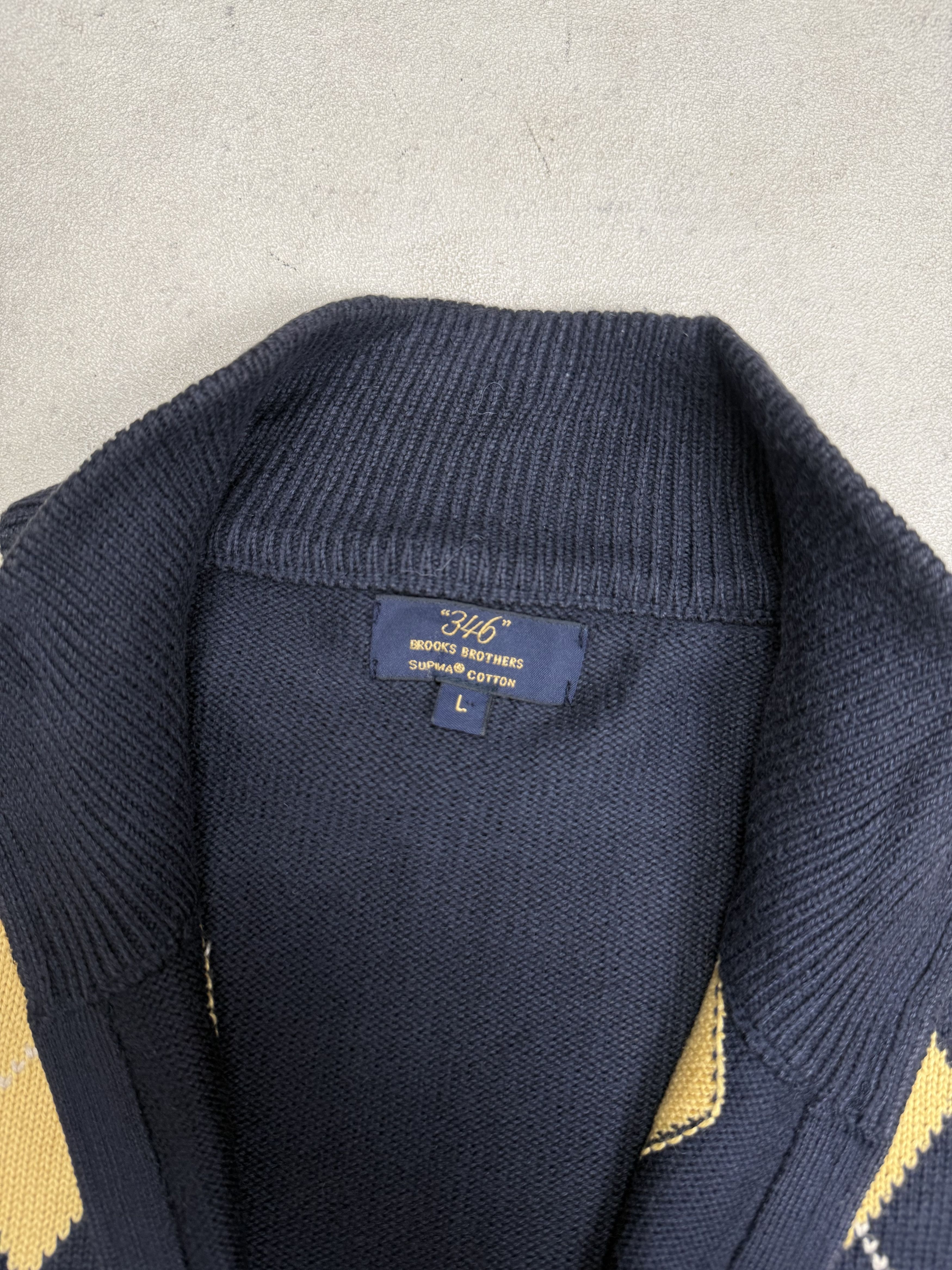 Brooks Brothers Brook Brothers Argyle Zip-Up Knit Cardigan Retro Preppy Size US L / EU 52-54 / 3 - 5 Thumbnail