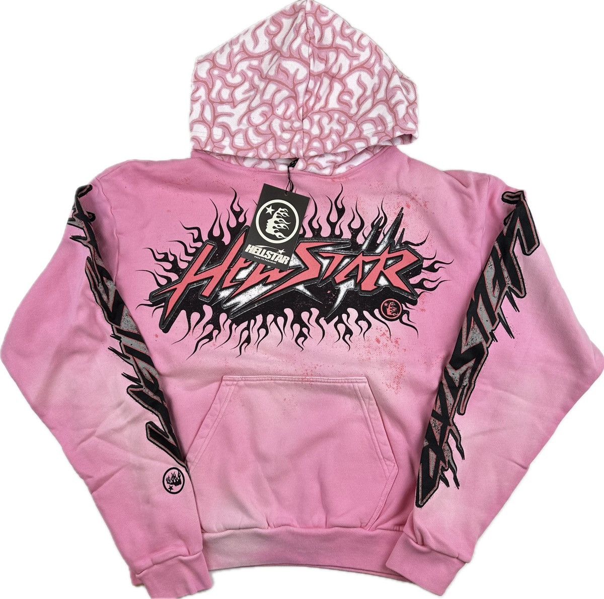 image of Hellstar Brainwashed With Brain Hoodie in Pink, Men's (Size Large)