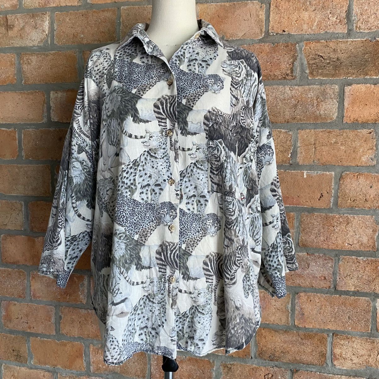 Vintage HOT STUFF Gray Safari Animal Print Shirt Size XL / US 12-14 / IT 48-50 - 12 Thumbnail