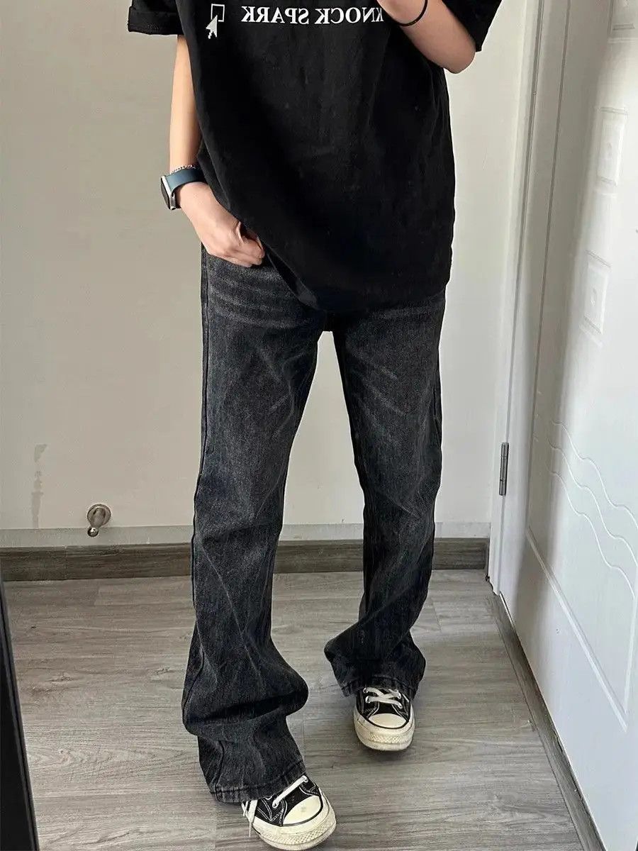 Japanese Brand Retro straight washed cat whisker jeans Size US 32 / EU 48 - 3 Thumbnail