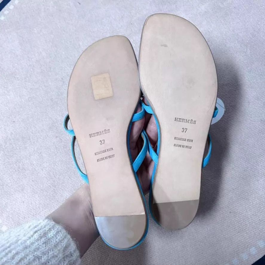Hermes Hermès Blue Flip-Flops Size 37 Size US 6.5 / IT 36.5 - 4 Thumbnail