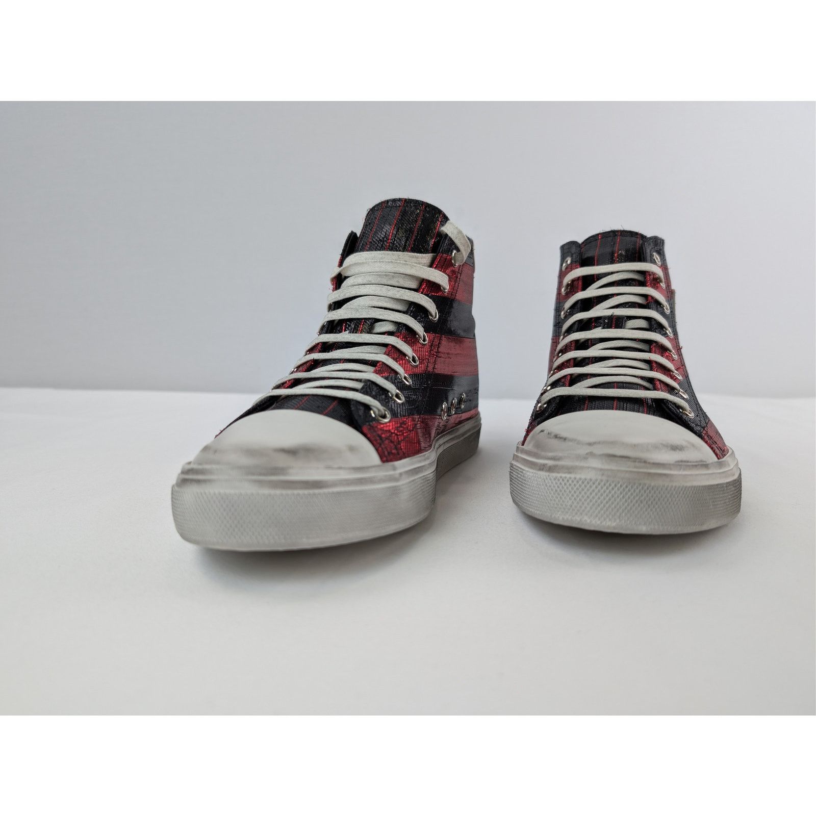 Saint Laurent Paris o1rshd1 Bedford Di Patch High-Top Sneakers in Red / Black Size US 7 / EU 40 - 7 Thumbnail