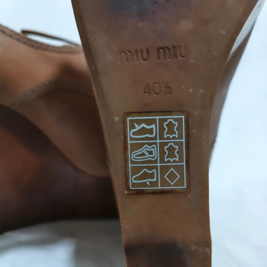 Miu Miu Miu Miu Leather Lace Up Wedges / Womens Boots Size US 10.5 / IT 40.5 - 10 Thumbnail