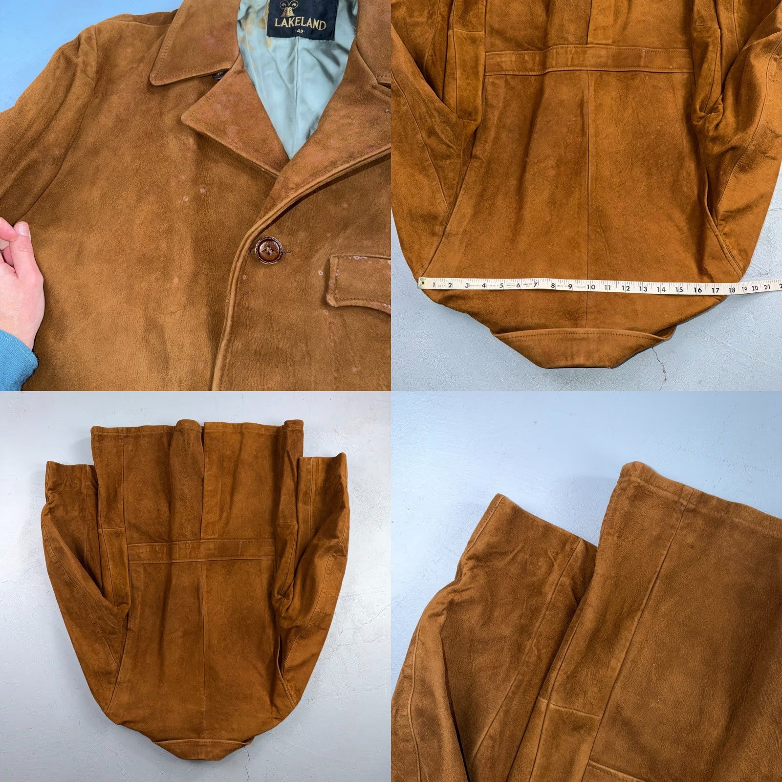 Vintage VINTAGE Lakeland Leather Western Suede Brown Jacket Chore Coat Size 42 Mens Regular Leather Lined Pockets Brown USA Retro 42 Mens Size US XS / EU 42 / 0 - 9 Thumbnail