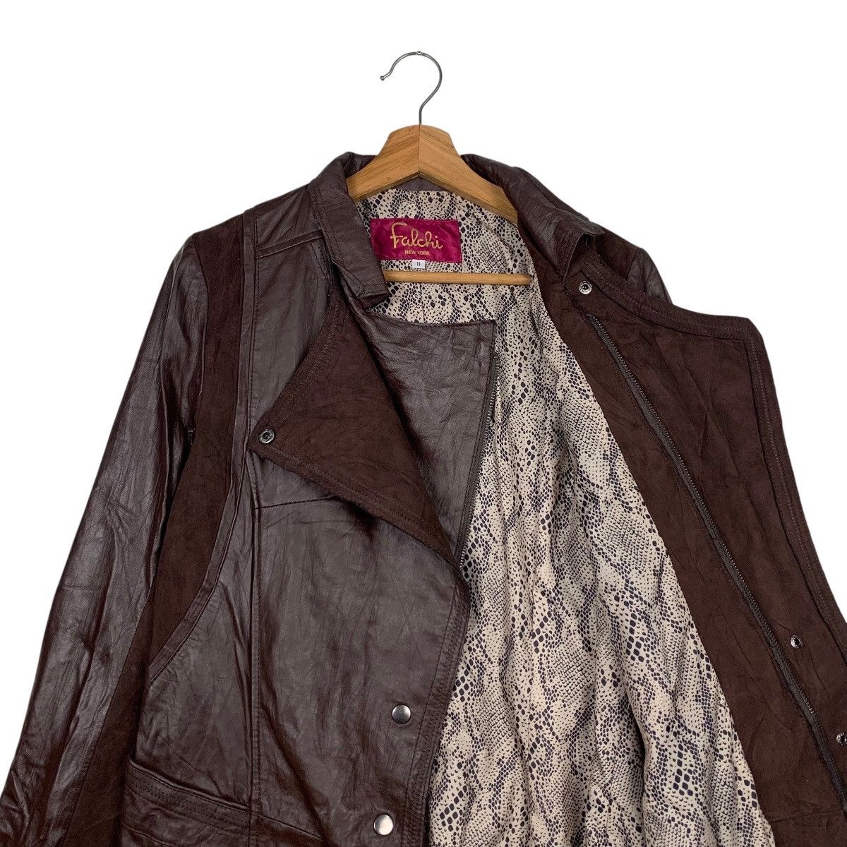 Japanese Brand CARLOS FALCHI Sheepskin Synthetic Leather Jacket #2115-C93 Size S / US 4 / IT 40 - 10 Thumbnail